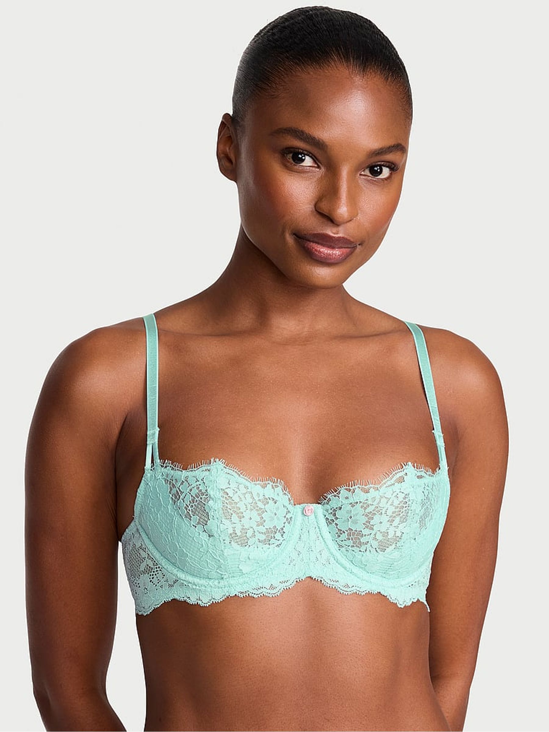 Canal Blue Unlined Balcony Lace Bra - Image 1 of 2