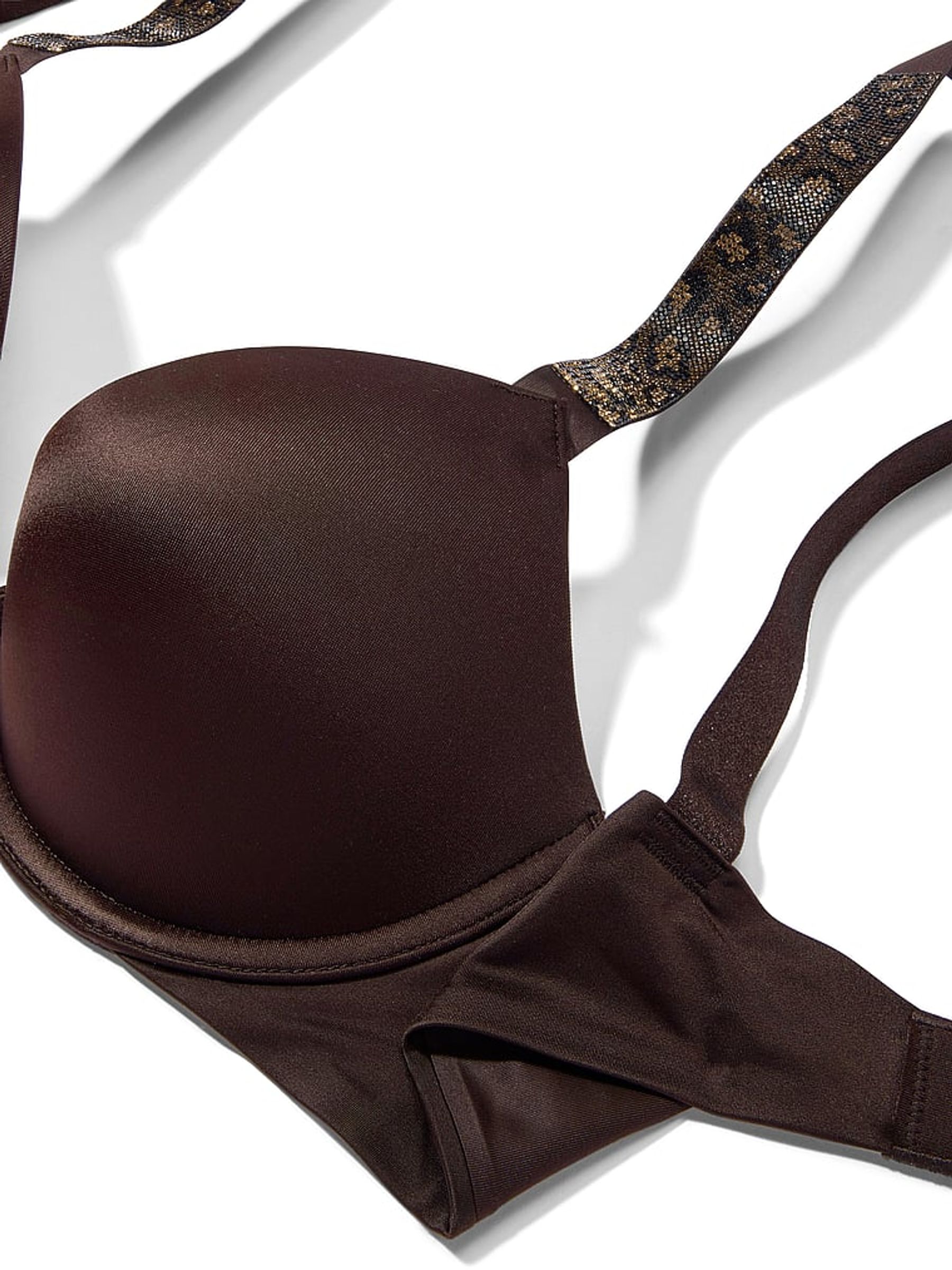 Cacao Brown Push Up Shine Strap Bra - Image 3 of 3