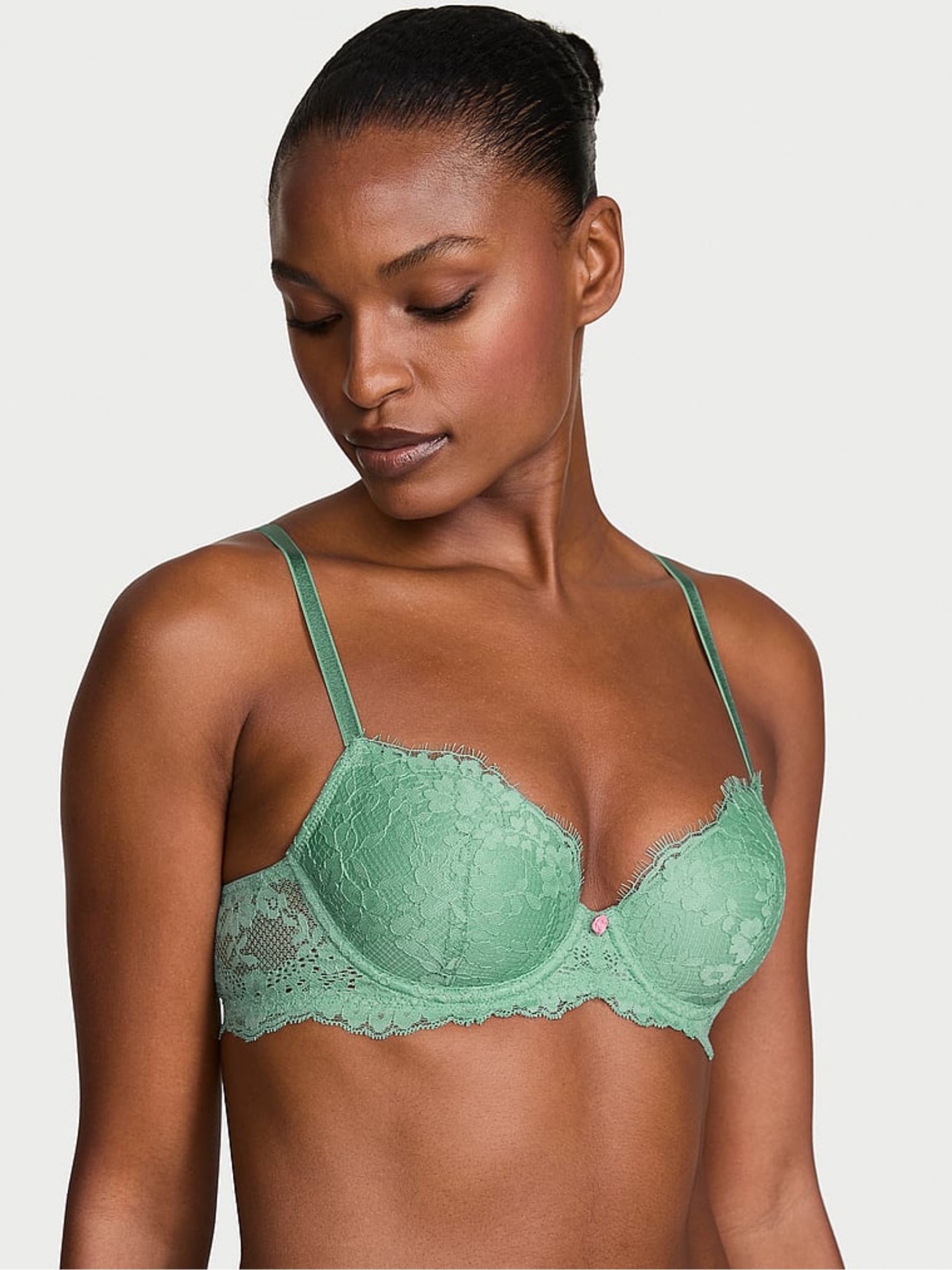 Spearmint Green Lightly Lined Demi Lace Bra - Image 1 of 2