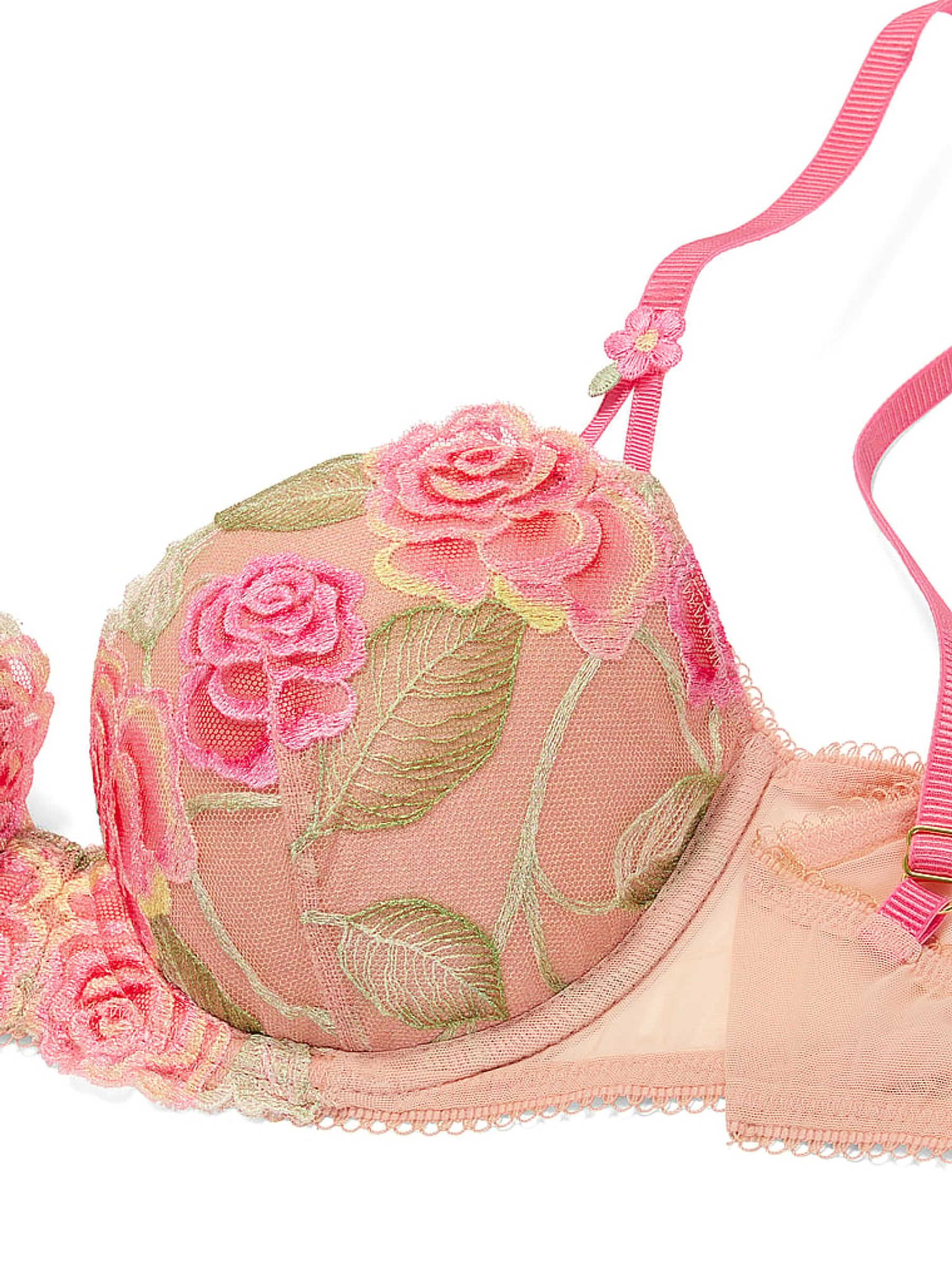 Sweet Melody Pink Lightly Lined Demi Embroidered Bra - Image 3 of 3 Sweet Melody Pink Lightly Lined Demi Embroidered Bra - Image 3 of 3
