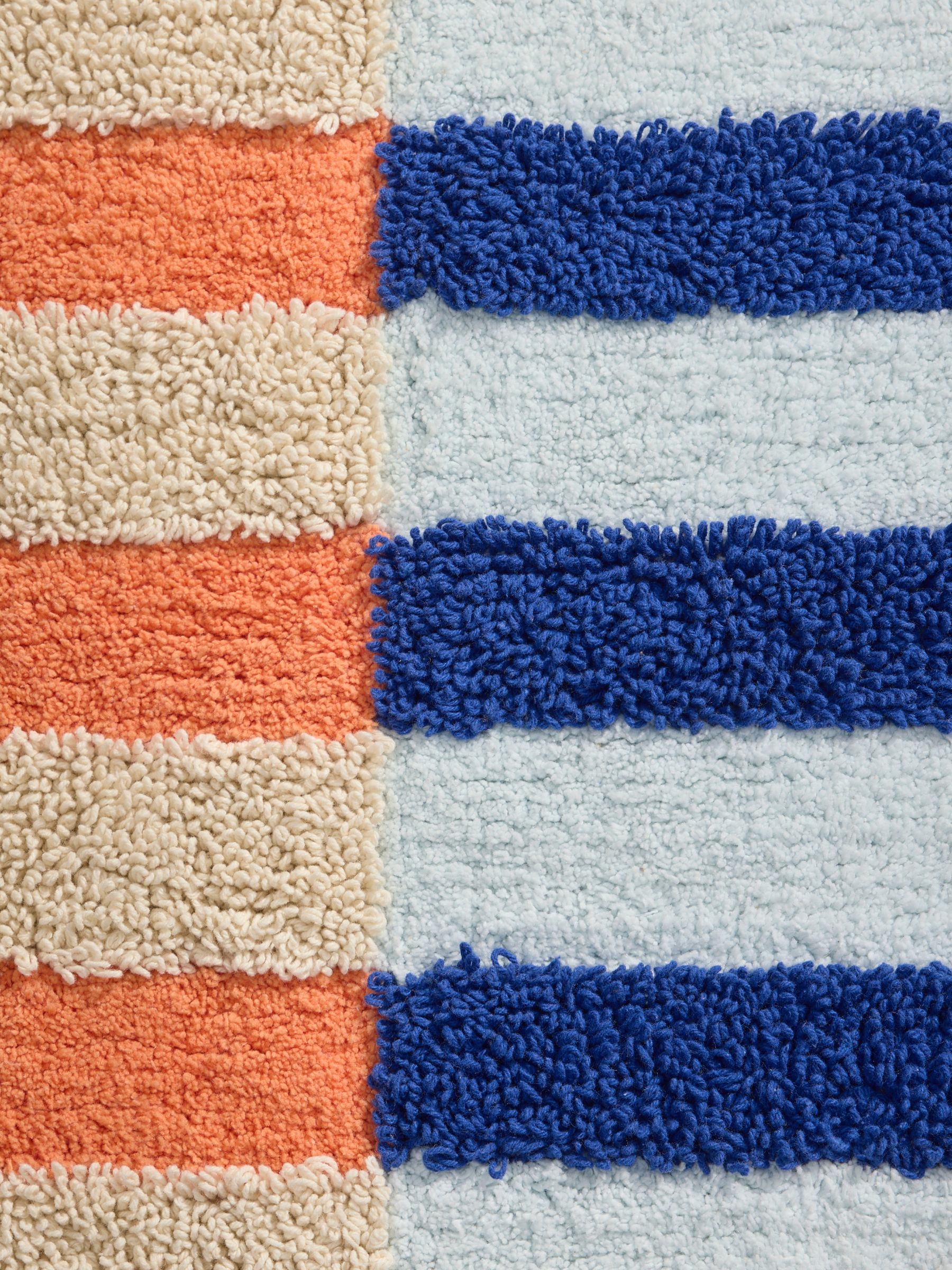 Etly Stripe 100% Cotton Bath Mat in Navy/Orange - Image 3 of 4