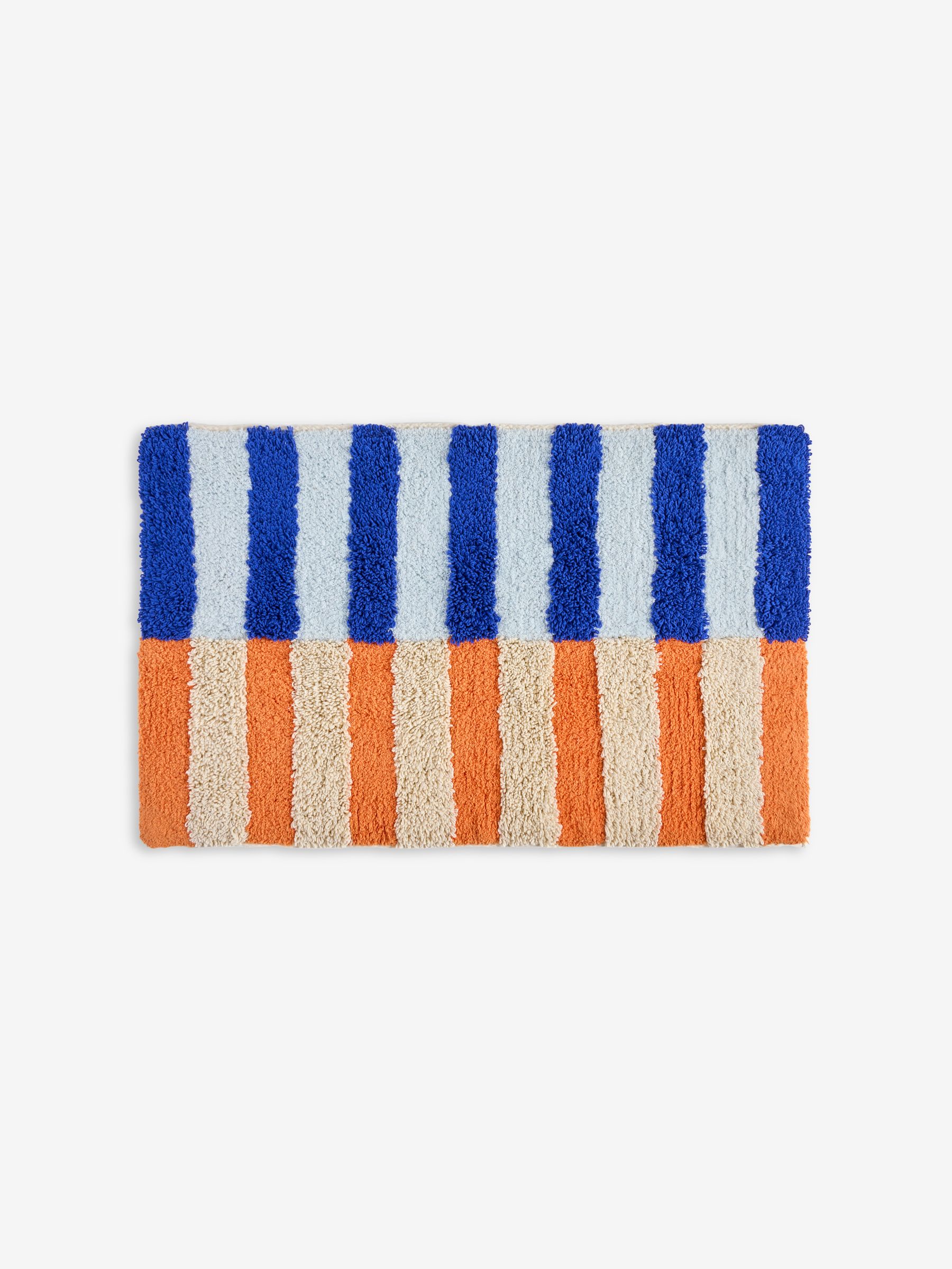 Etly Stripe 100% Cotton Bath Mat in Navy/Orange - Image 4 of 4