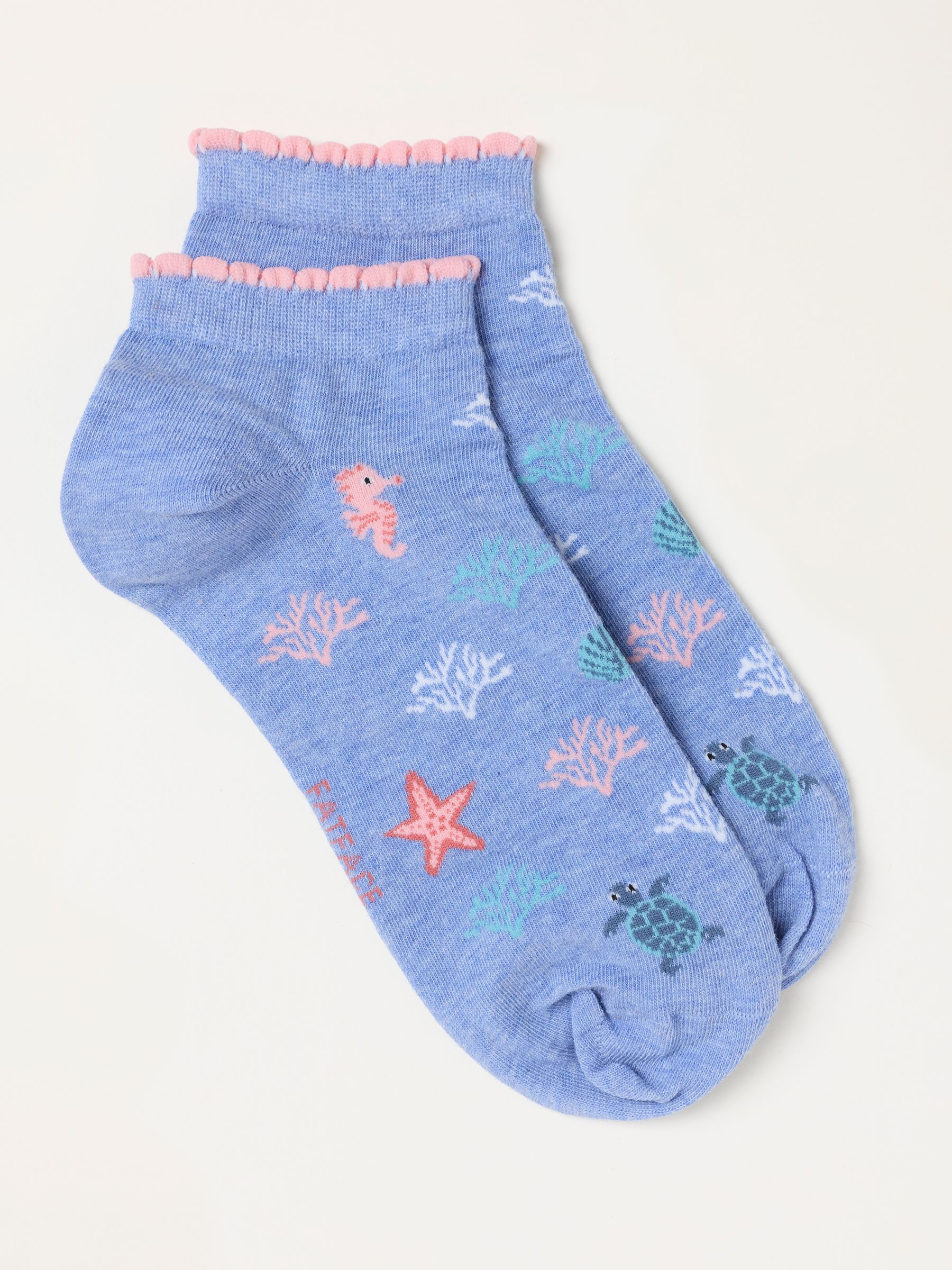 DESTINATION『US Natural Socks6'0-6'4』NAVY Blue Sealife Trainer Socks | FatFace USA