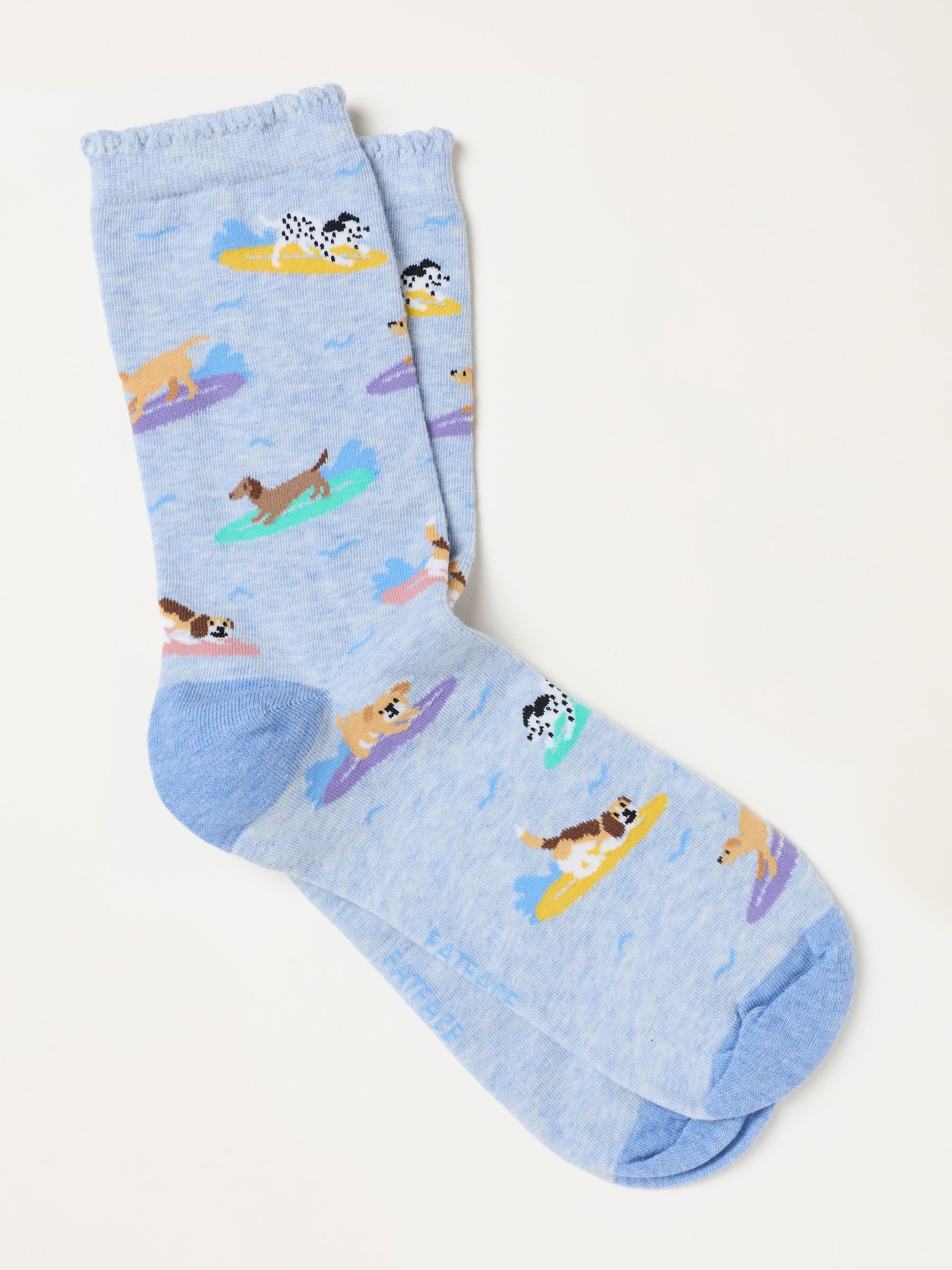 Light Blue Surfing Dog Socks - Image 1 of 2