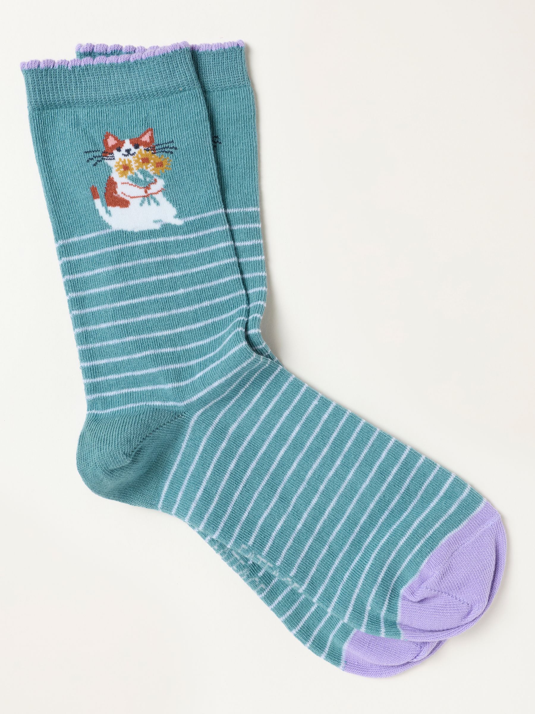 Green Haze Cat Flowers Socks - Image 1 of 2 Green Haze Cat Flowers Socks - Image 1 of 2