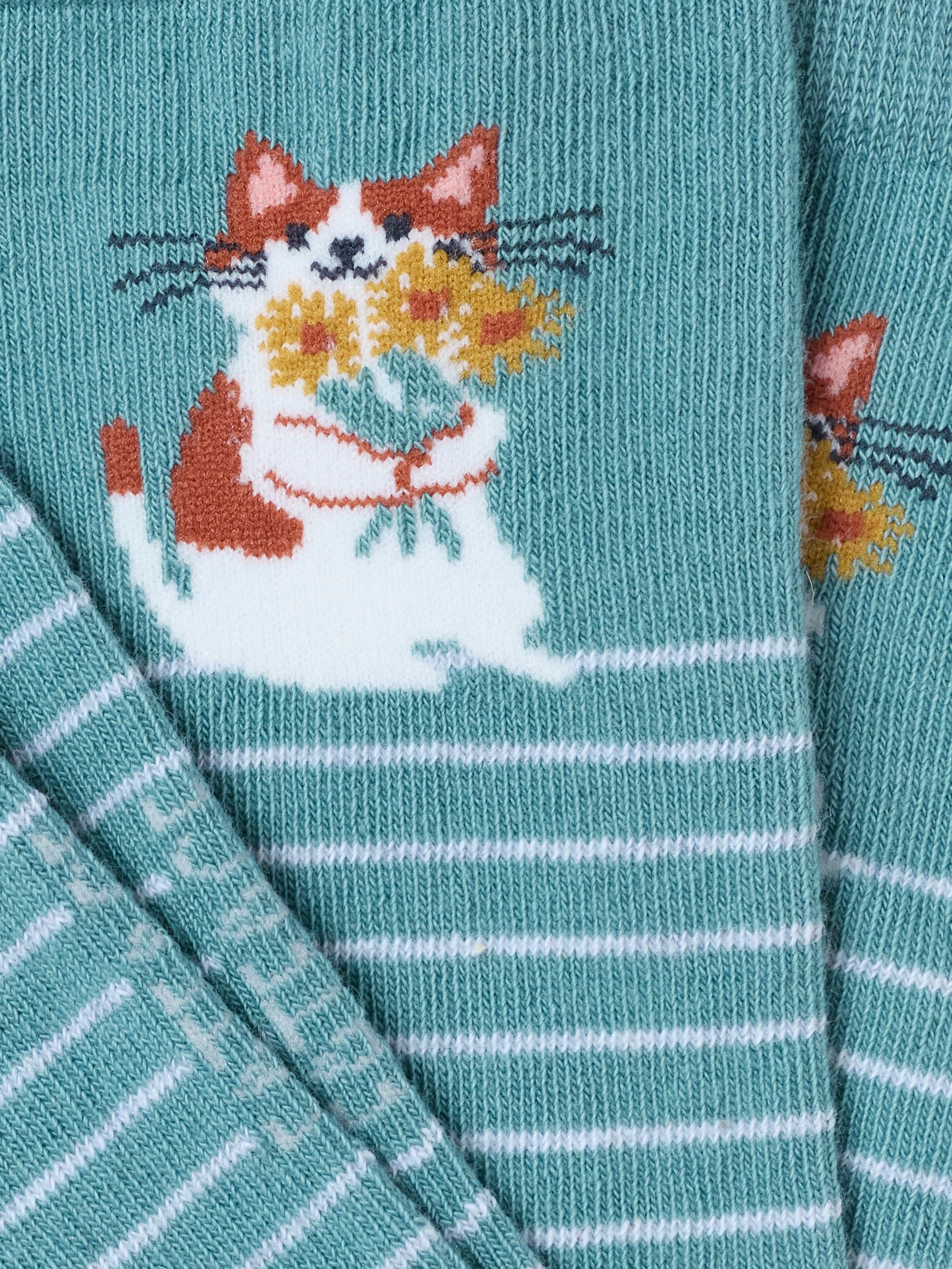 Green Haze Cat Flowers Socks - Image 2 of 2 Green Haze Cat Flowers Socks - Image 2 of 2