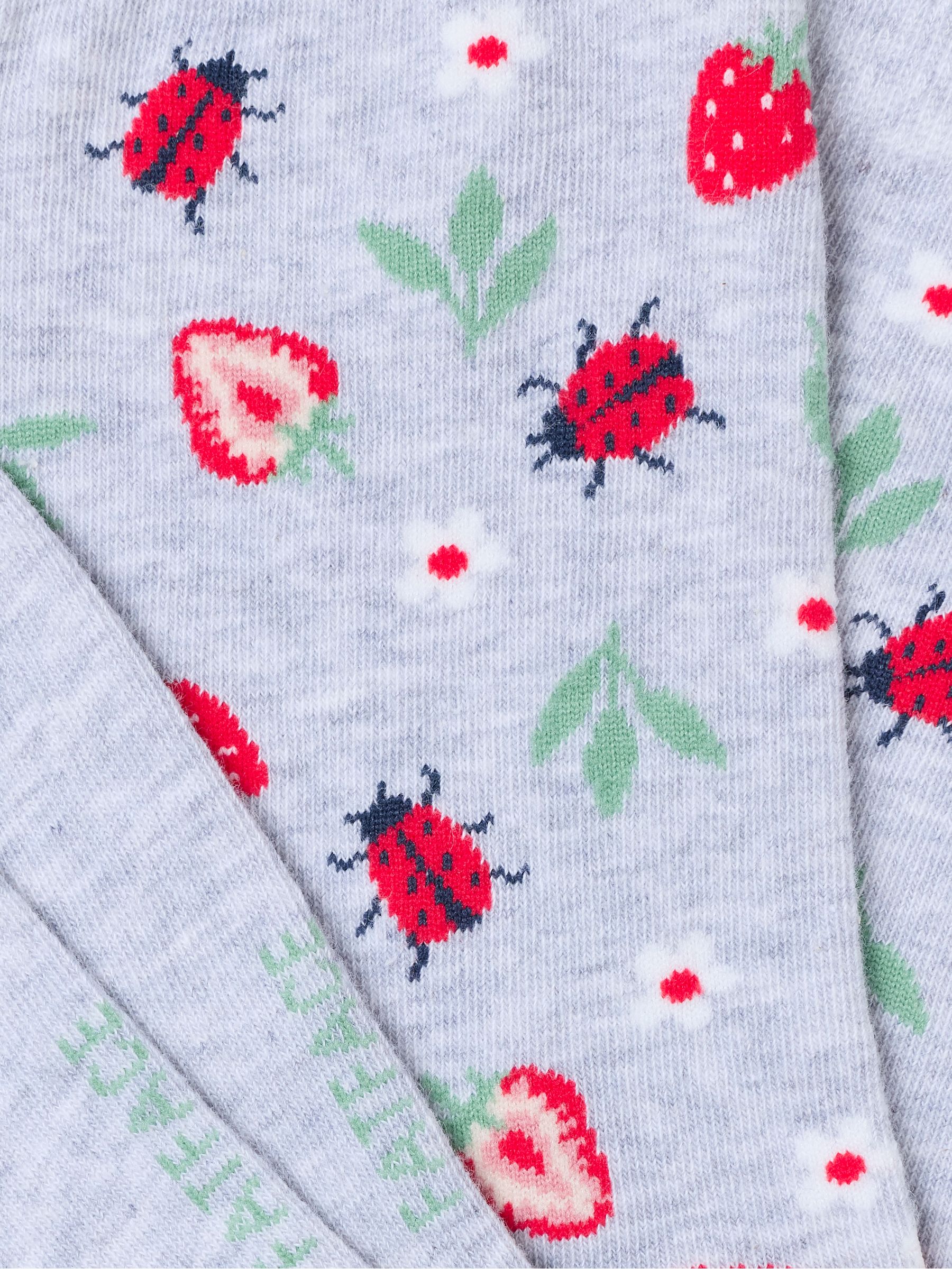Grey Ladybird Strawberry Socks - Image 2 of 2 Grey Ladybird Strawberry Socks - Image 2 of 2