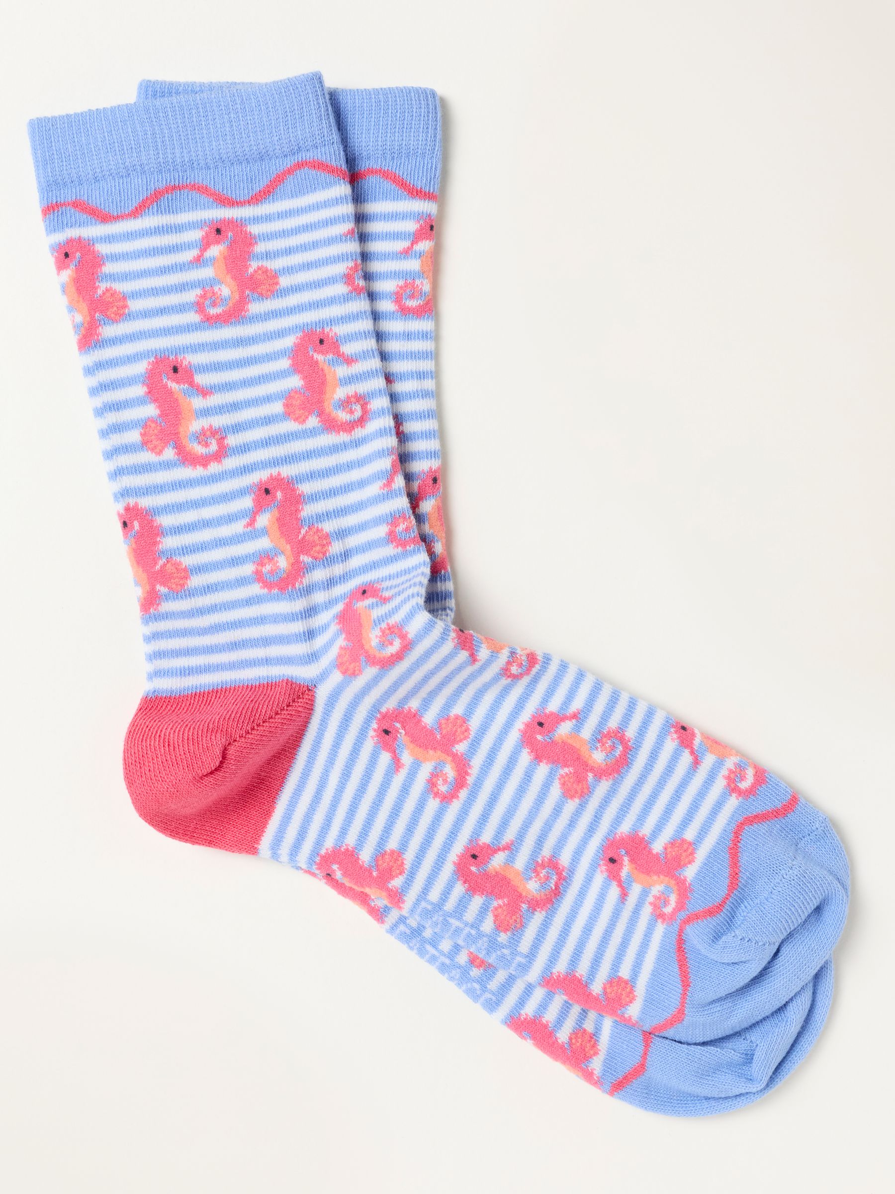 Blue Seahorse Stripe Socks - Image 1 of 2 Blue Seahorse Stripe Socks - Image 1 of 2