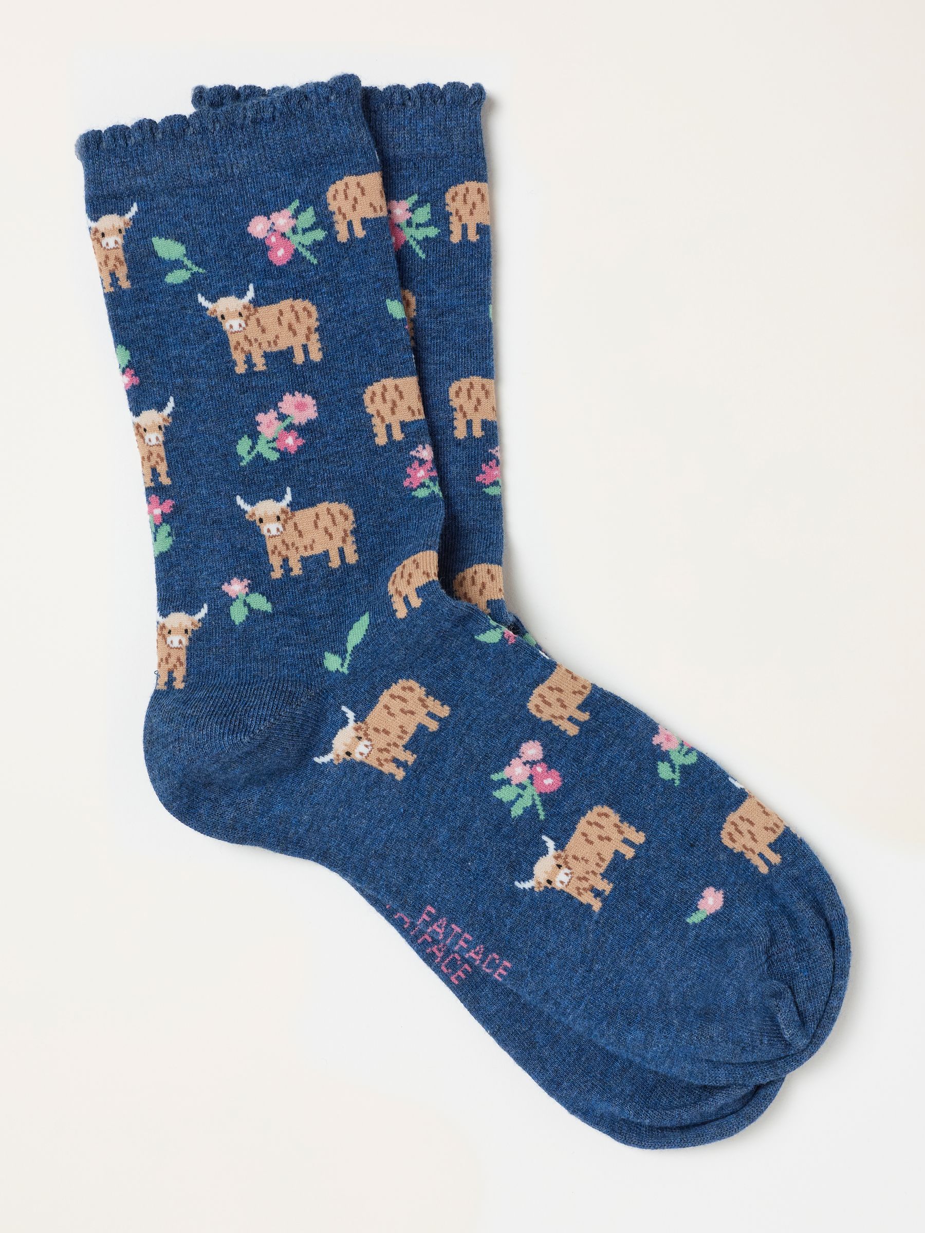 Navy Highland Cow Socks - Image 1 of 2 Navy Highland Cow Socks - Image 1 of 2