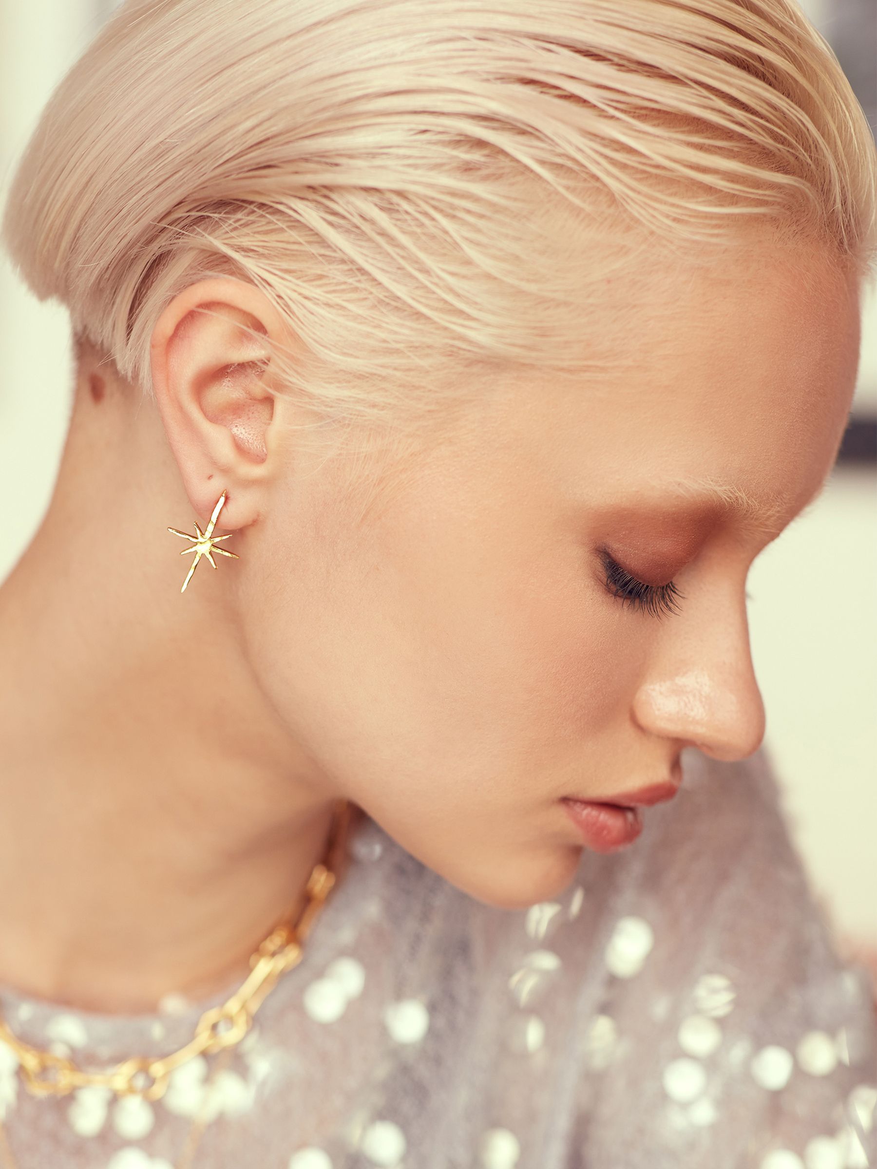 Ottoman Hands Gold Tone Northern Star Stud Earrings - Image 3 of 3