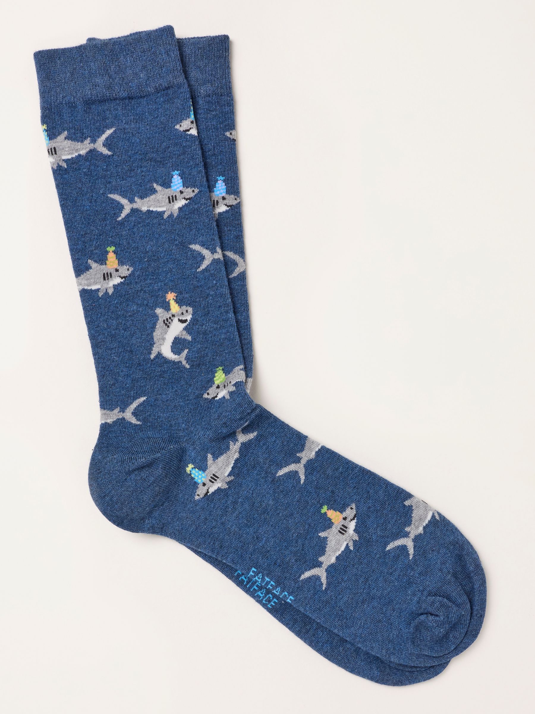 Navy Party Shark Socks - Image 1 of 2