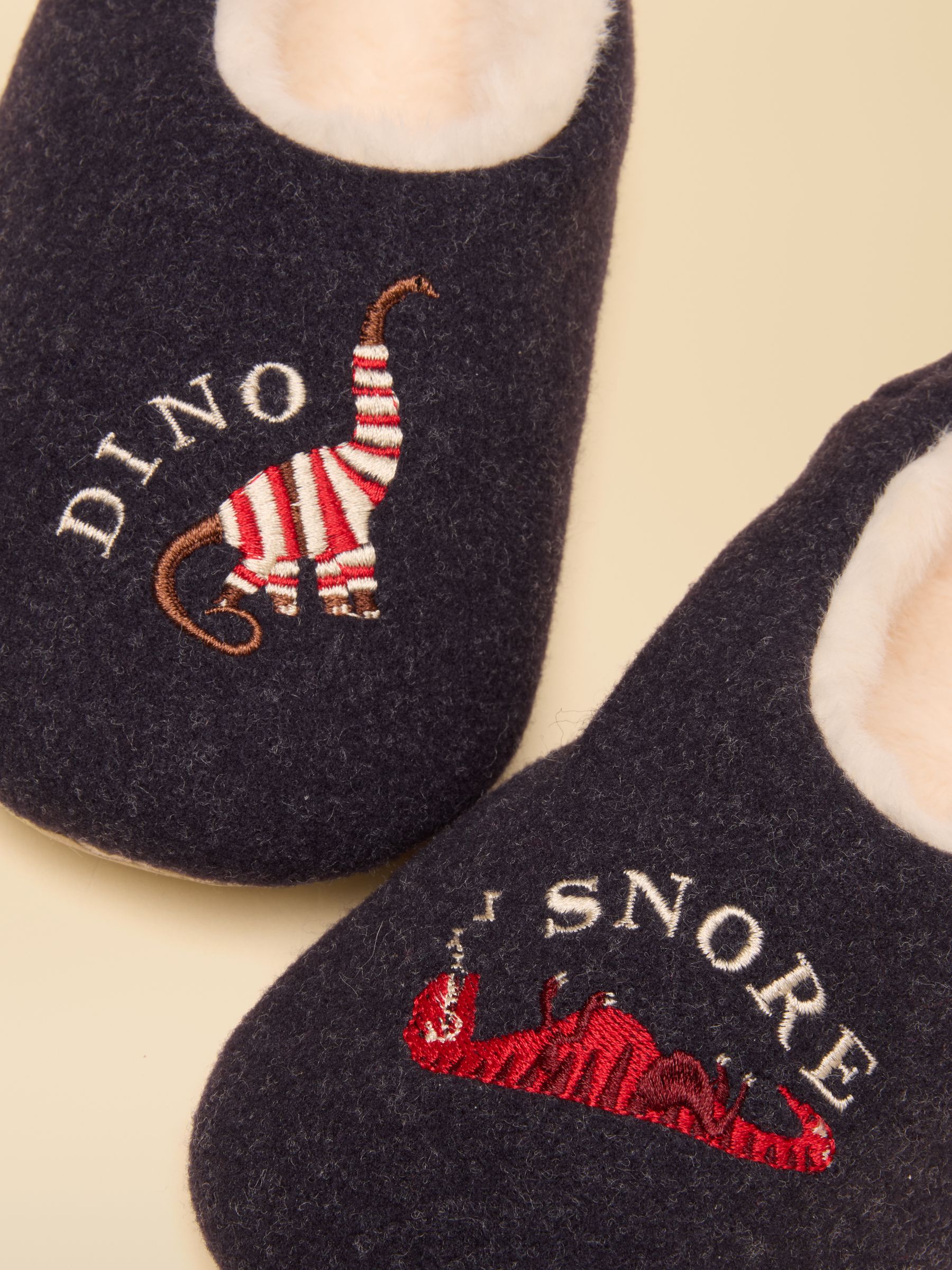Kids' Navy Dino embroidered Slipper - Image 4 of 5