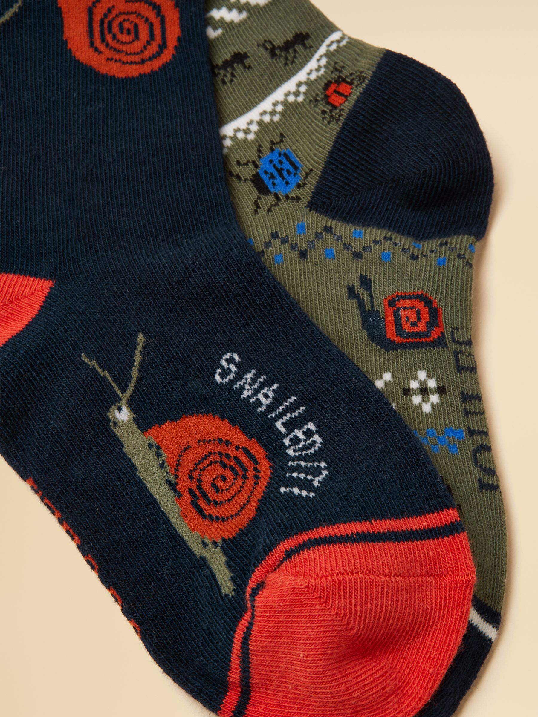 Kids' Eat Feet Khaki Green Bugs 2 Pack Socks - Image 2 of 3