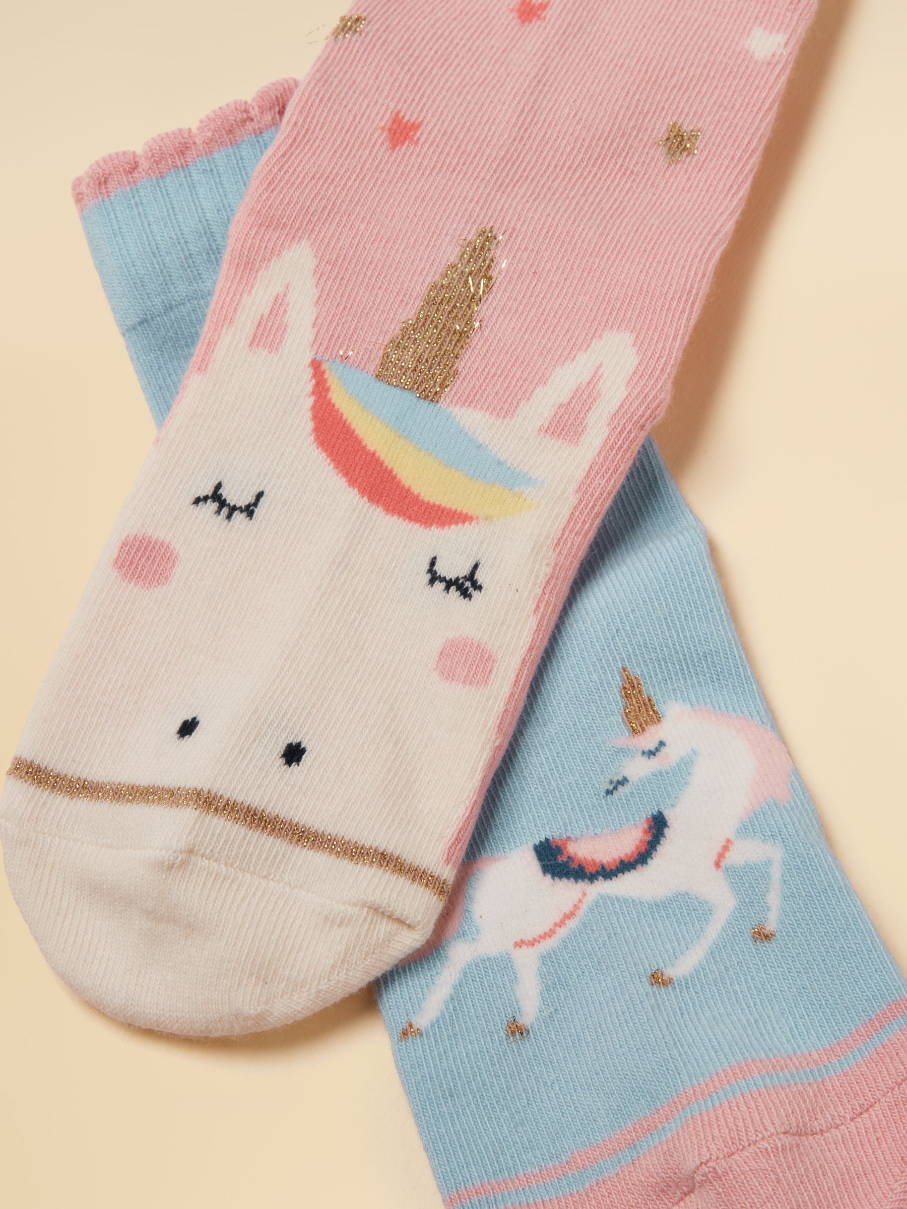 Kids' Neat Feet Pink Unicorn 2 Pack Socks - Image 2 of 3 Kids' Neat Feet Pink Unicorn 2 Pack Socks - Image 2 of 3