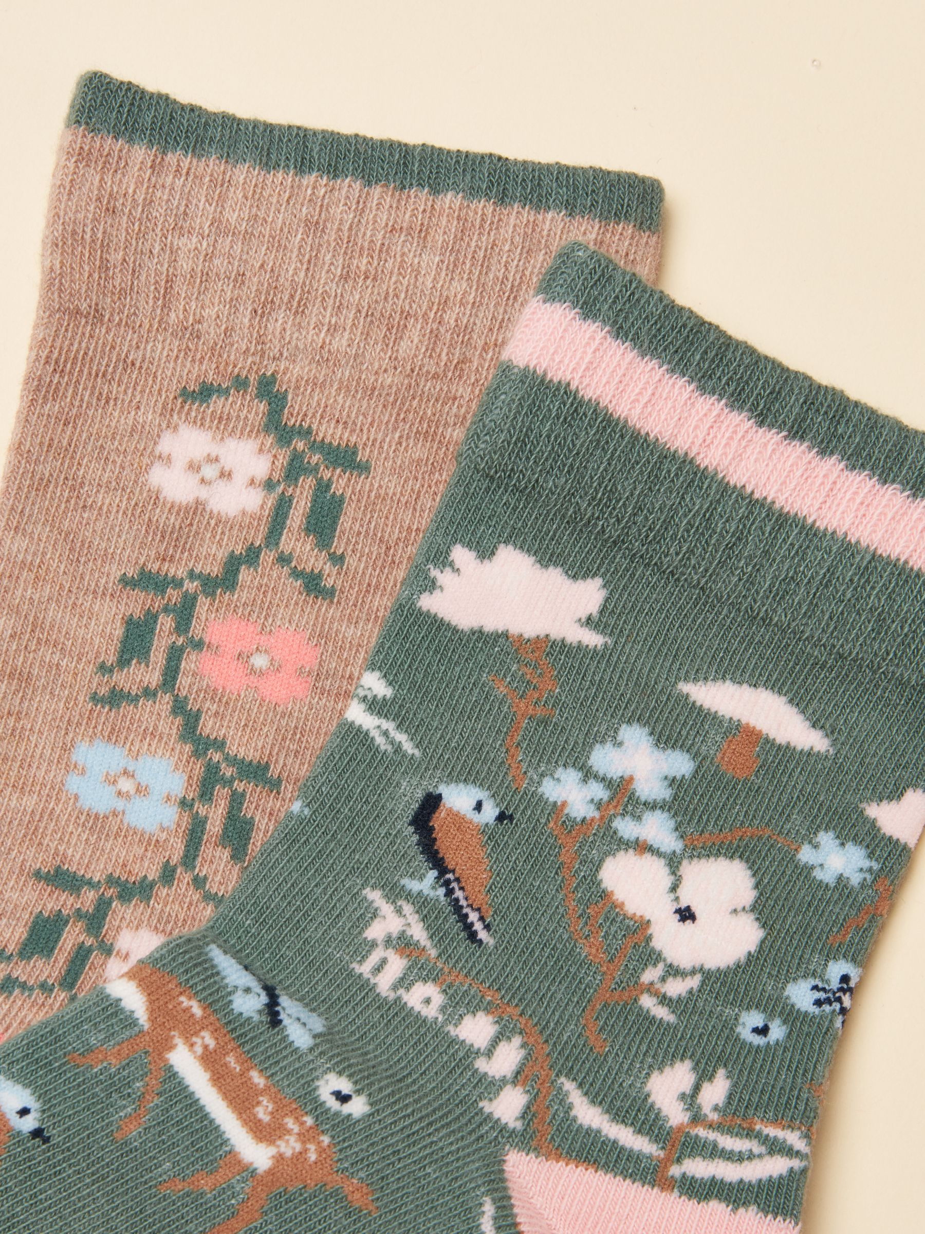 Kids' Neat Feet Khaki Woodland 2 Pack Socks - Image 2 of 3