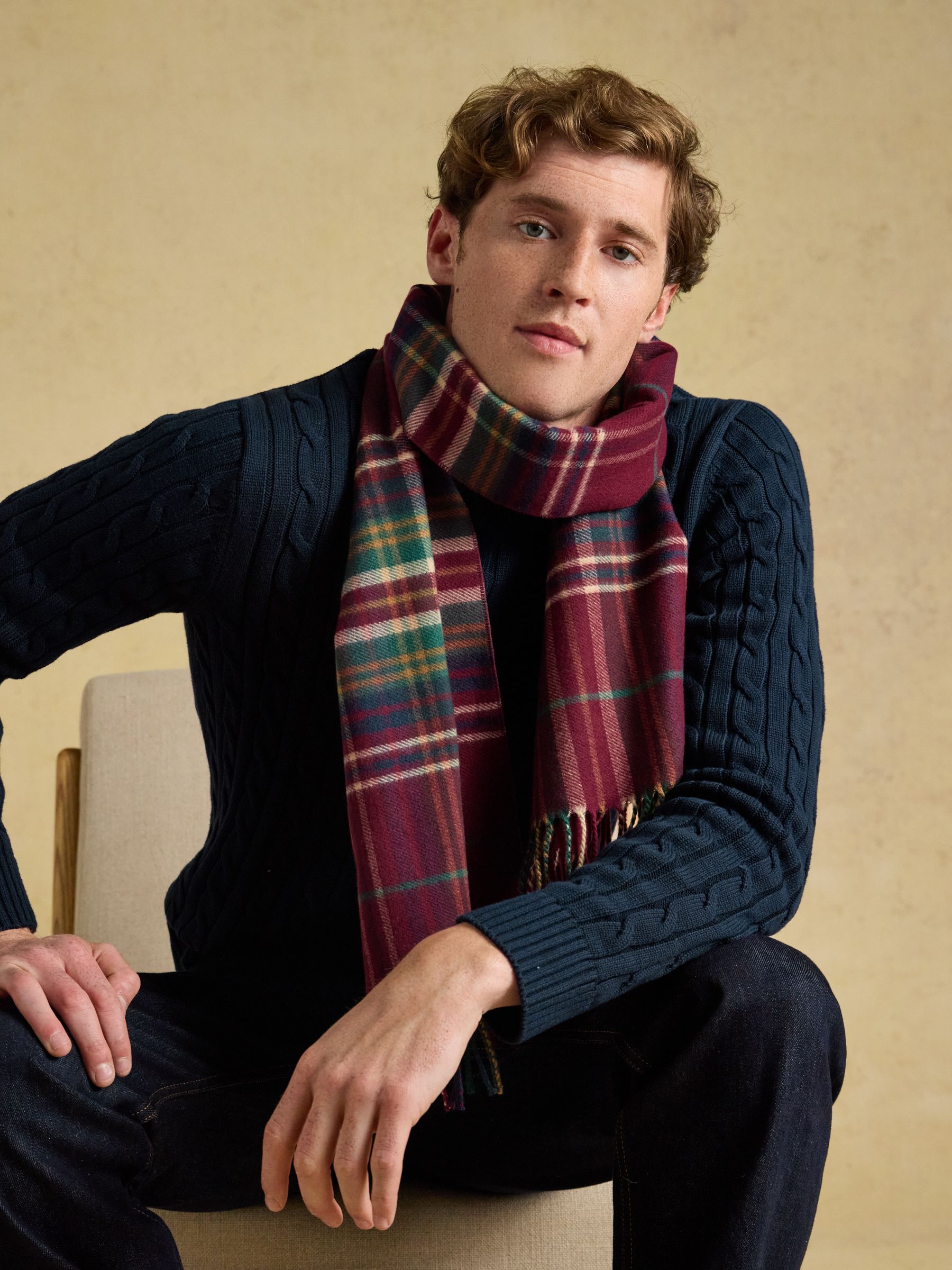 Langtree Red Check Scarf - Image 2 of 6