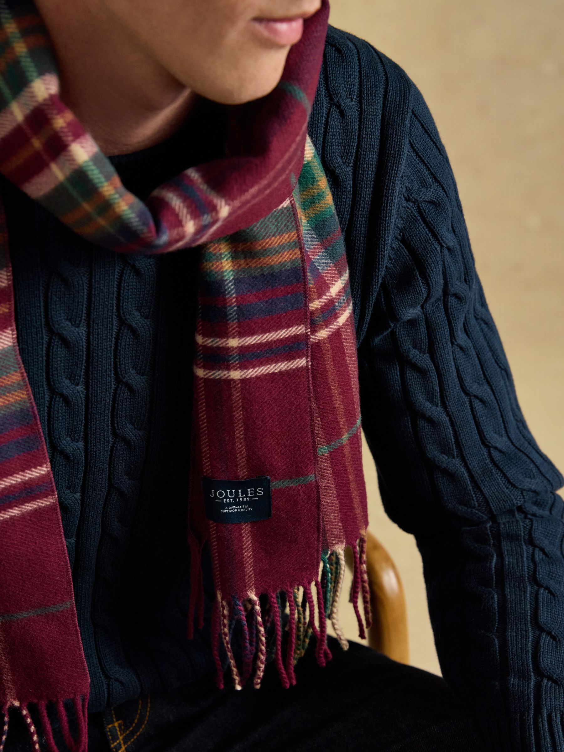 Langtree Red Check Scarf - Image 4 of 6