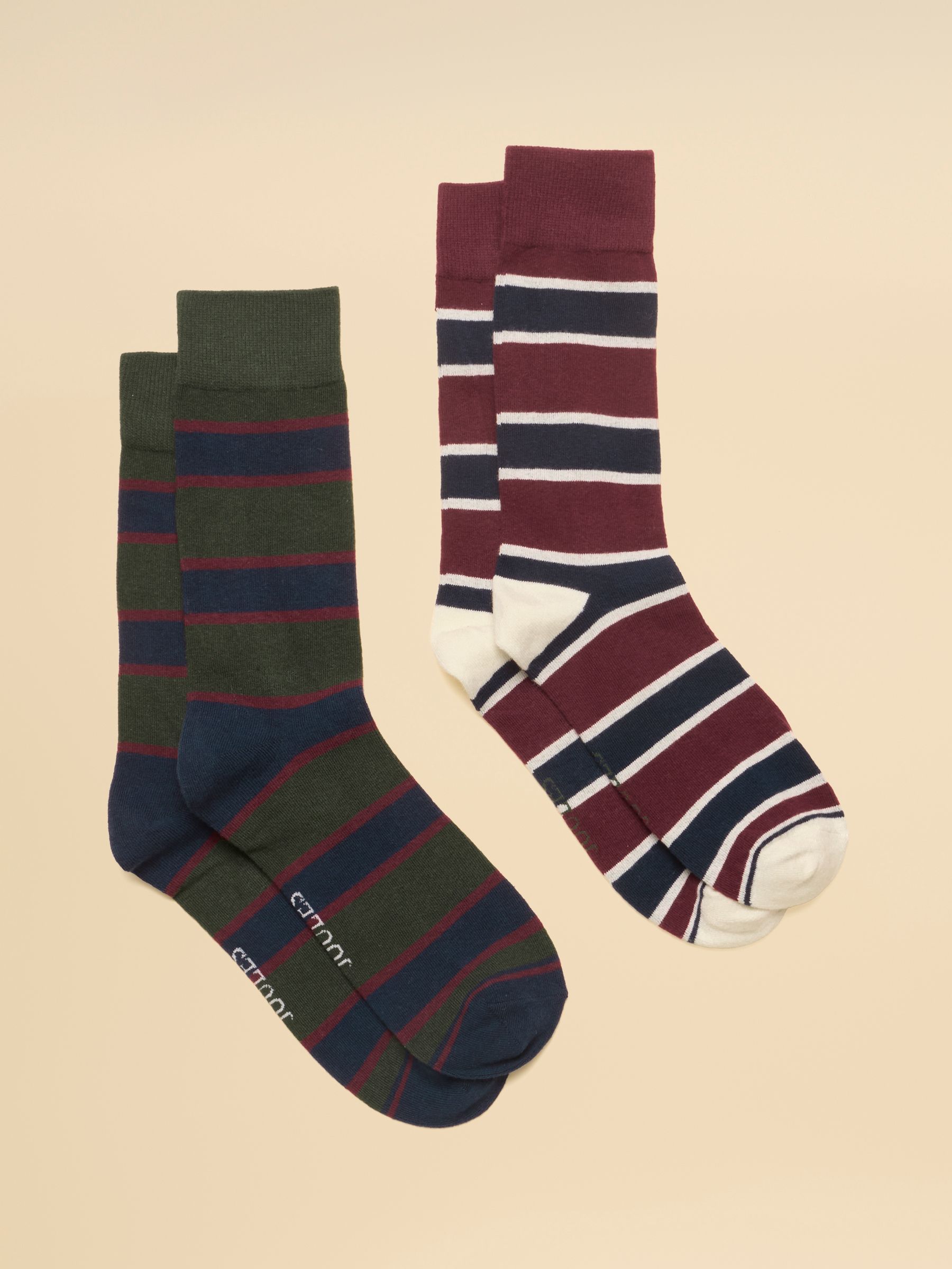 Men's Kingsbury Green & Red Stripe Socks 2 Pack (size 7-12) - Image 1 of 3