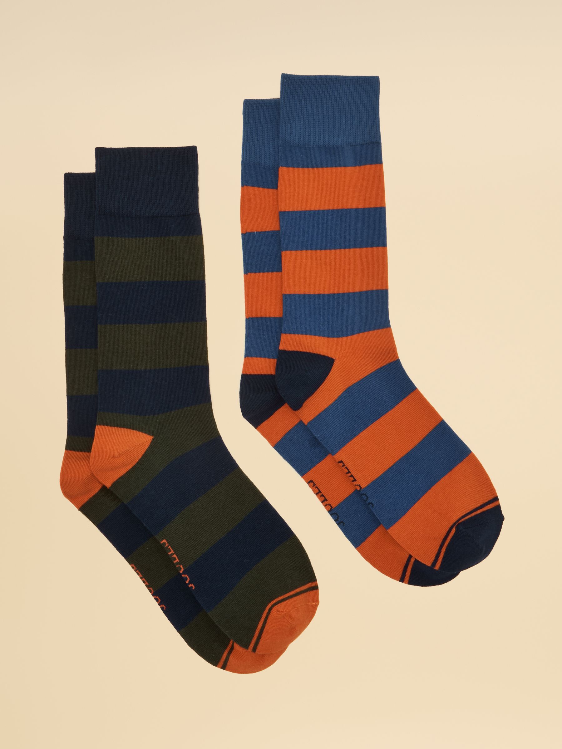 Men's Kingsbury Blue Rugby Stripe Socks 2 Pack (size 7-12) - Image 1 of 3