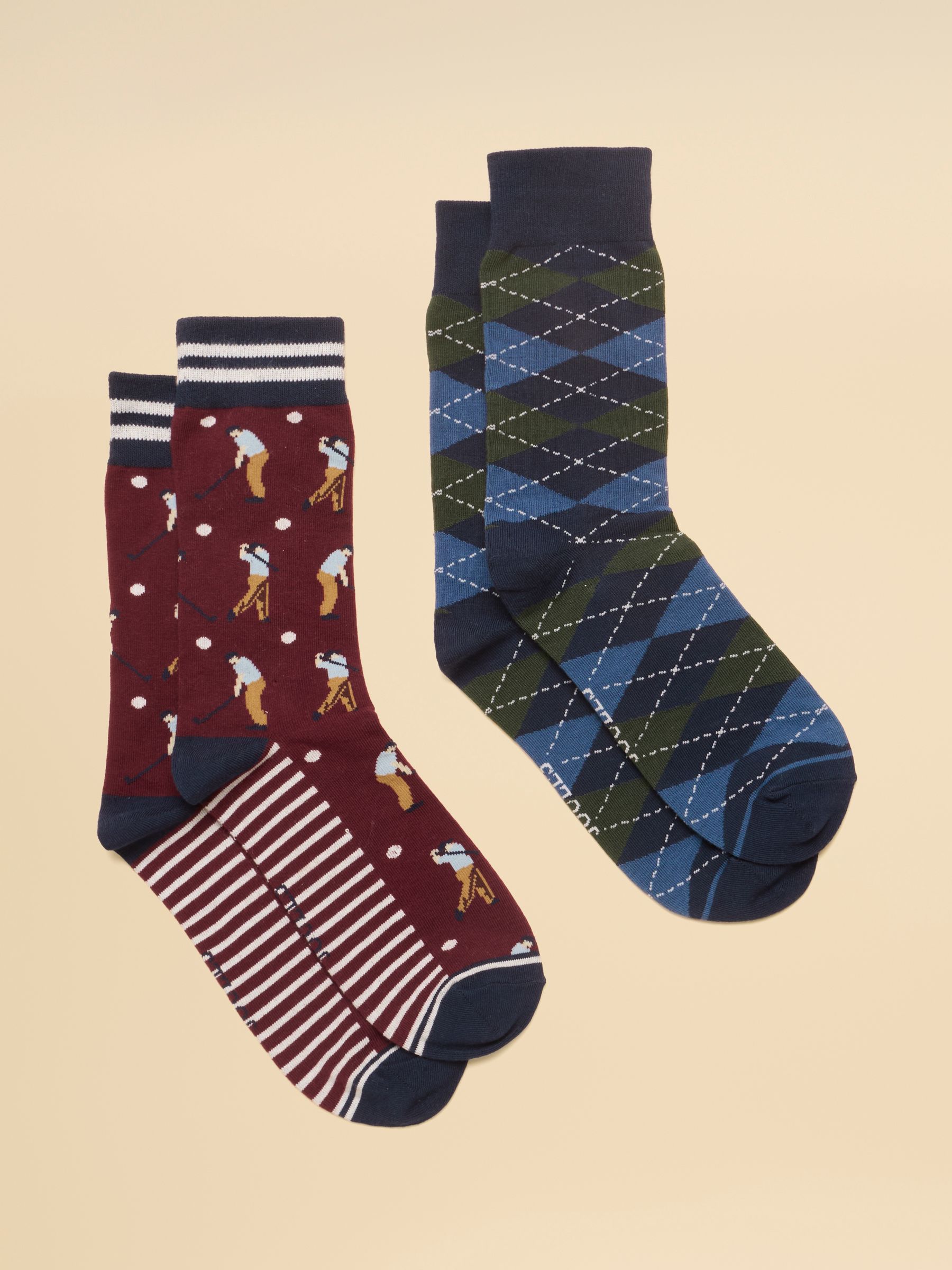 Men's Kingsbury Burgundy Golf Socks 2 Pack (size 7-12) - Image 1 of 3