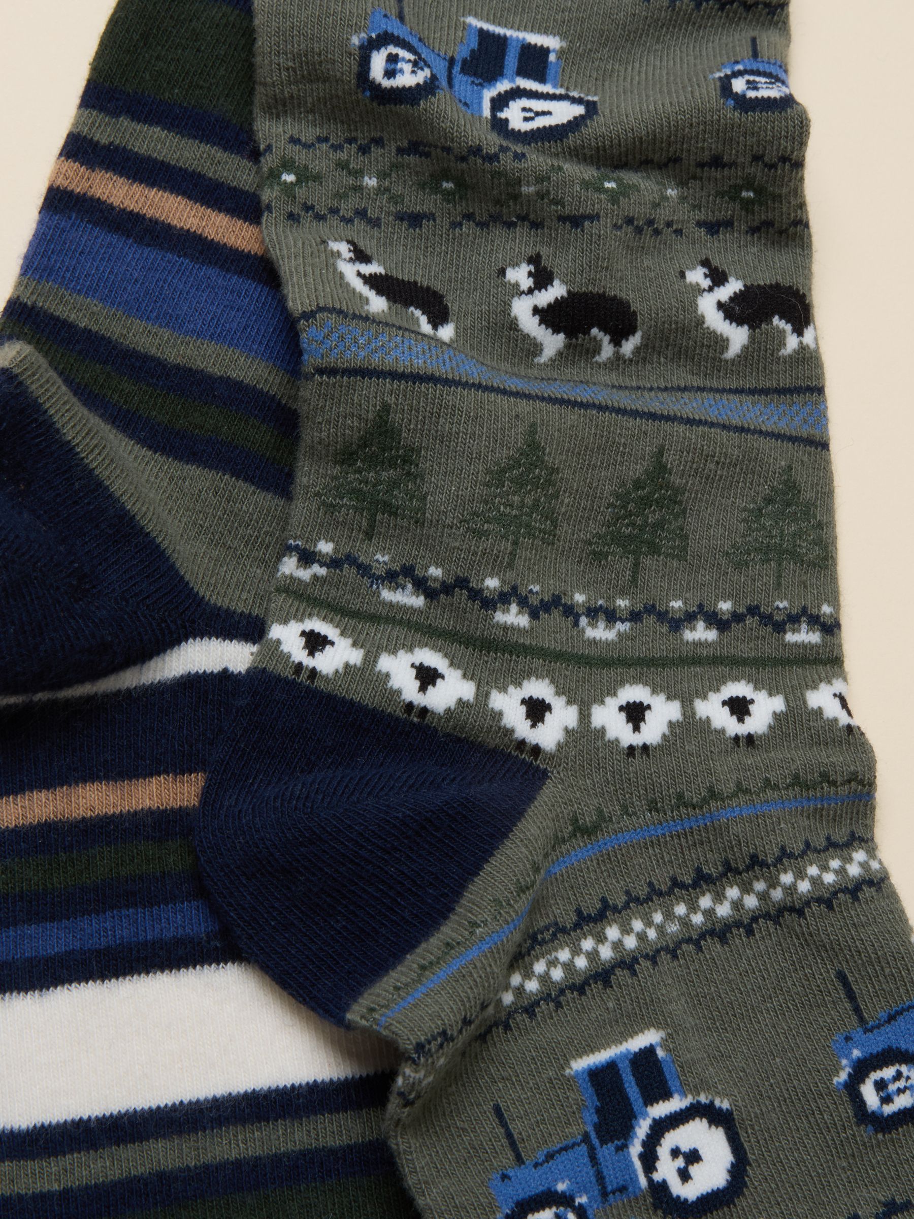 Men's Kingsbury Khaki Fairisle Socks 2 Pack (size 7-12) - Image 2 of 2