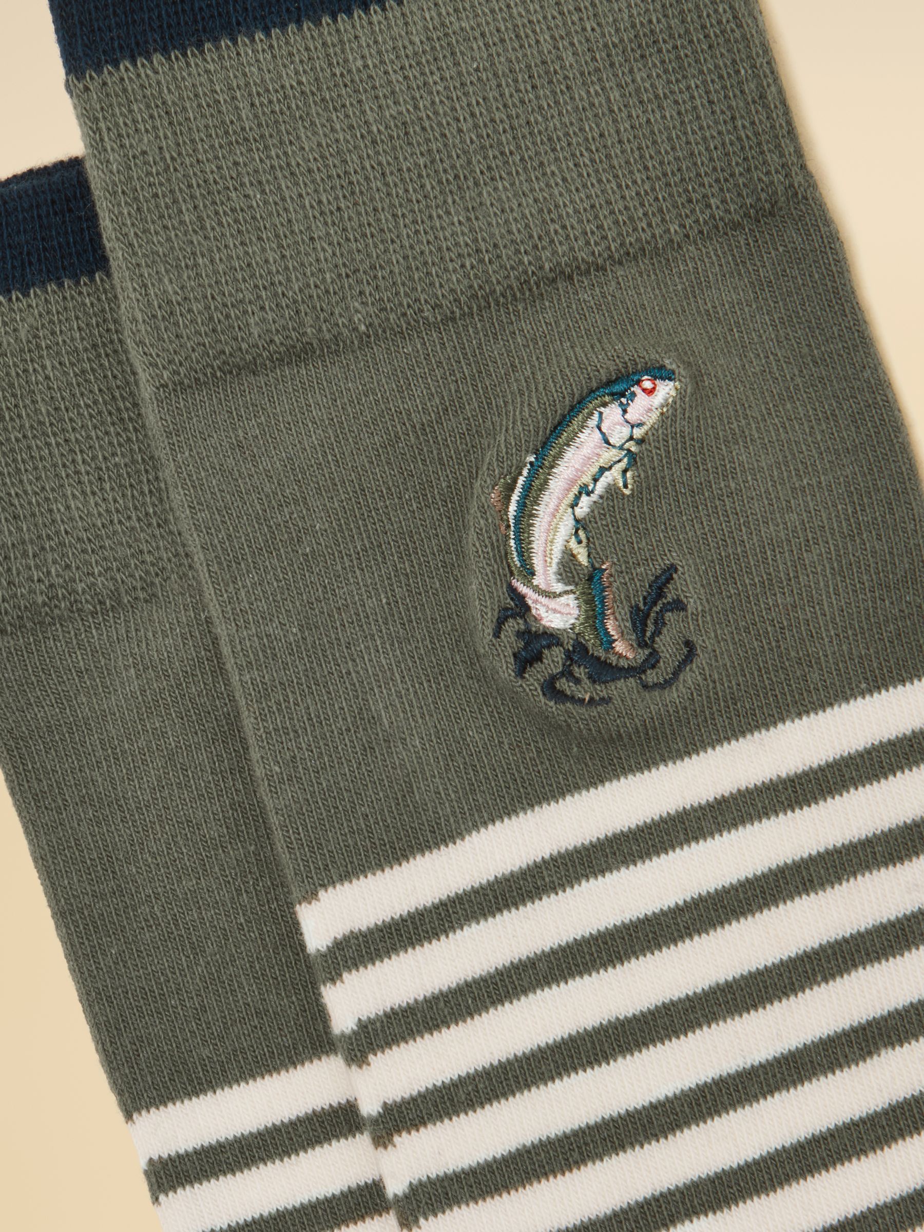 Men's Kingsbury Khaki Fish Socks 2 Pack (size 7-12) - Image 2 of 3