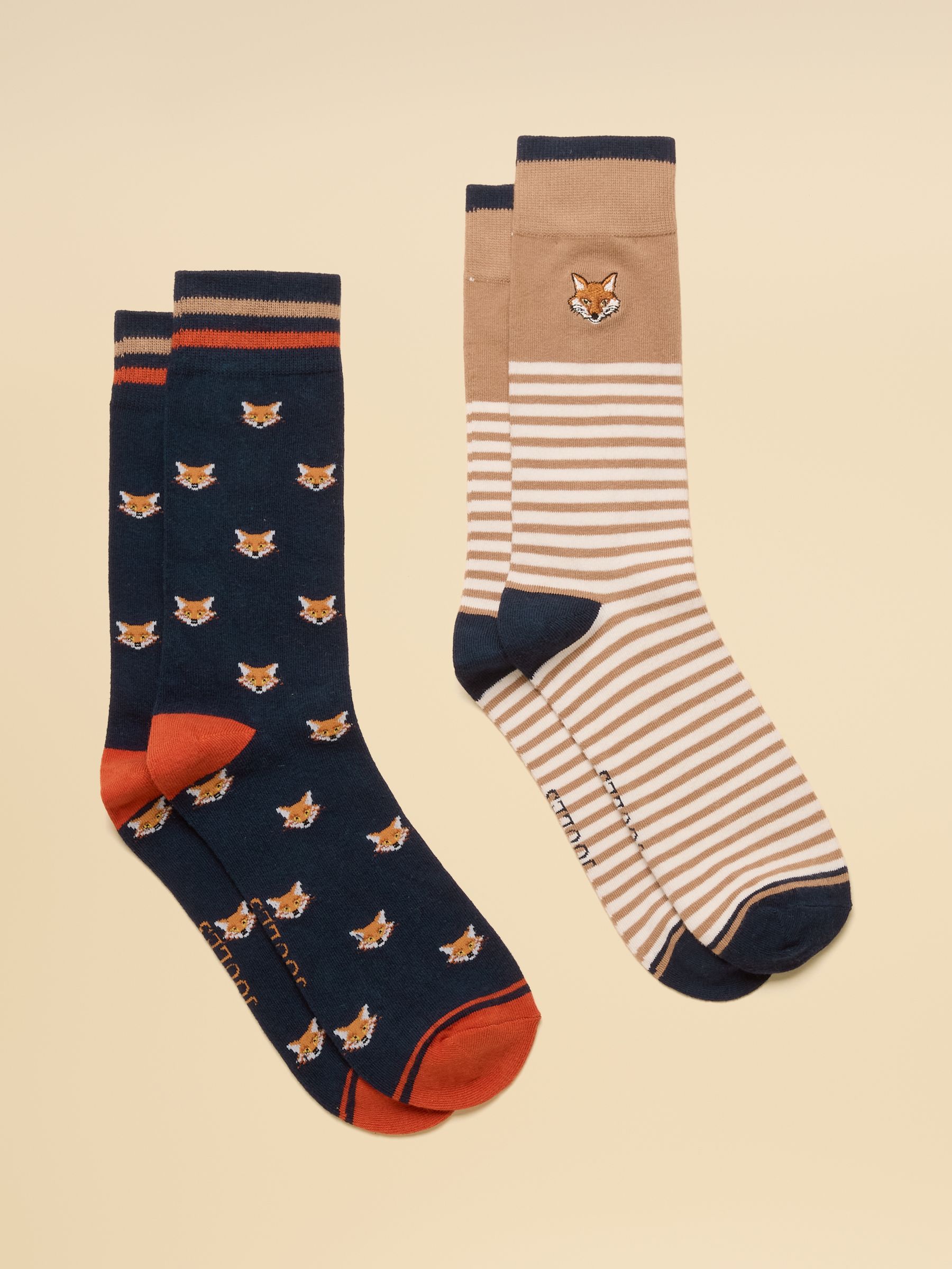 Kingsbury Tan & Navy Fox Socks 2 Pack - Image 1 of 3