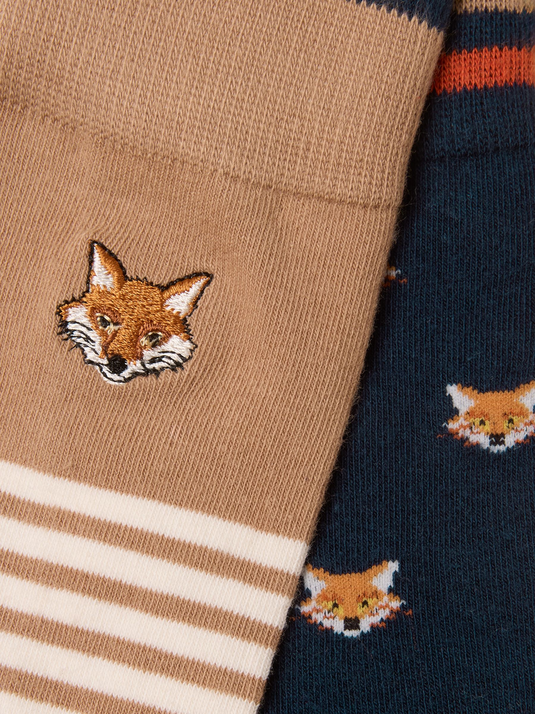 Kingsbury Tan & Navy Fox Socks 2 Pack - Image 2 of 3