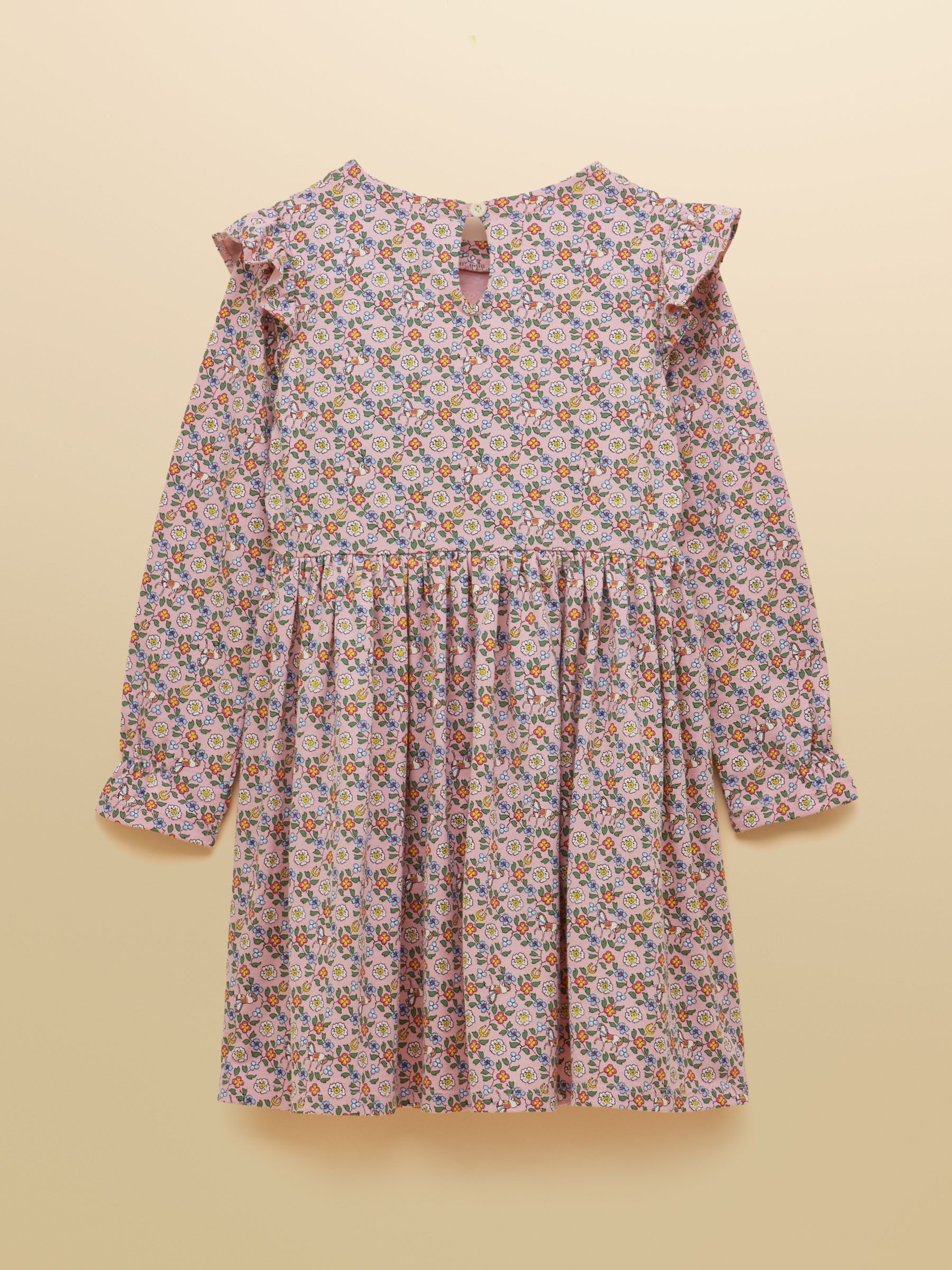 Pink Girls' Horse Ditsy Long Sleeve Jersey Dress - Image 2 of 5