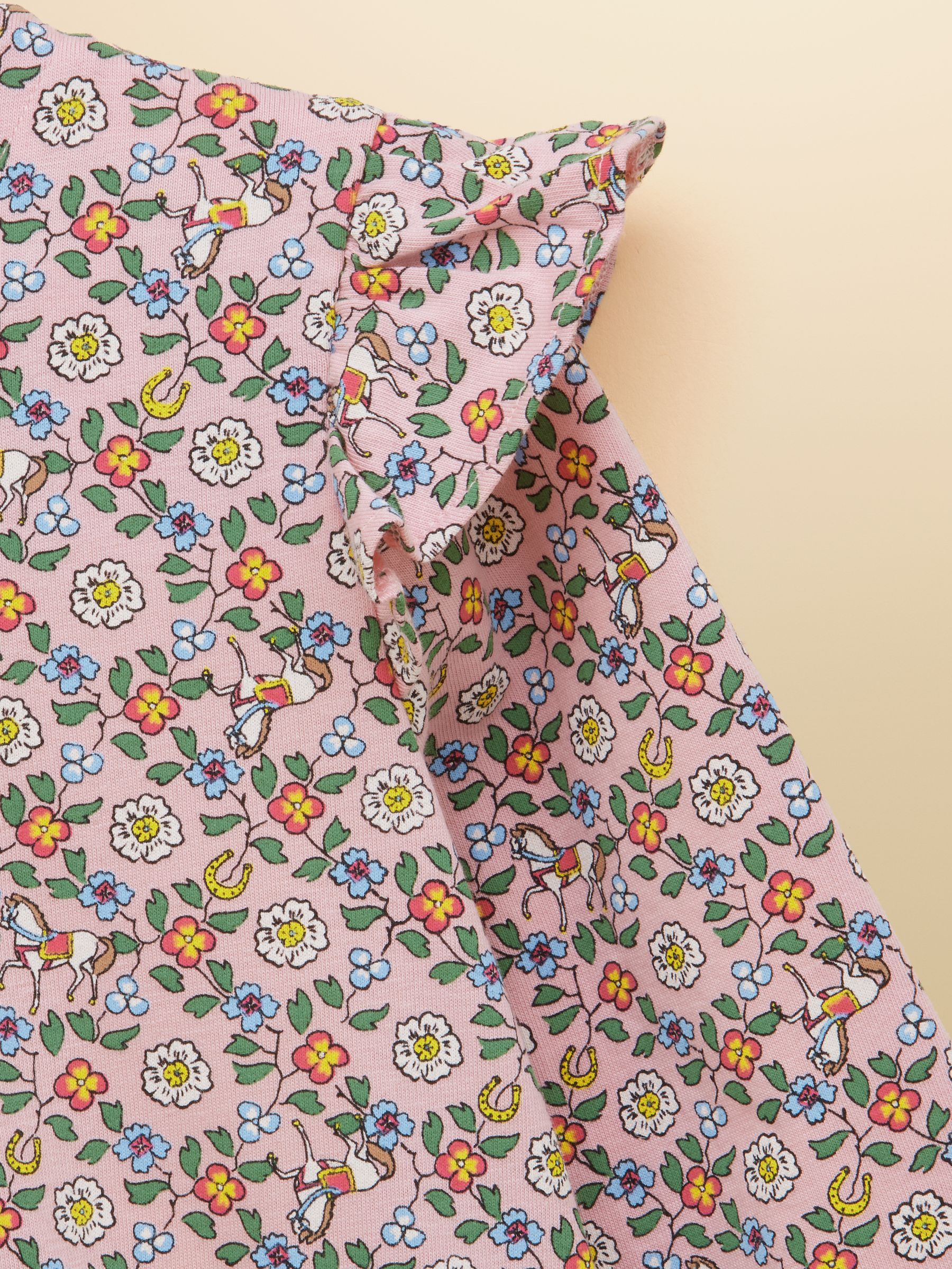 Pink Girls' Horse Ditsy Long Sleeve Jersey Dress - Image 3 of 5