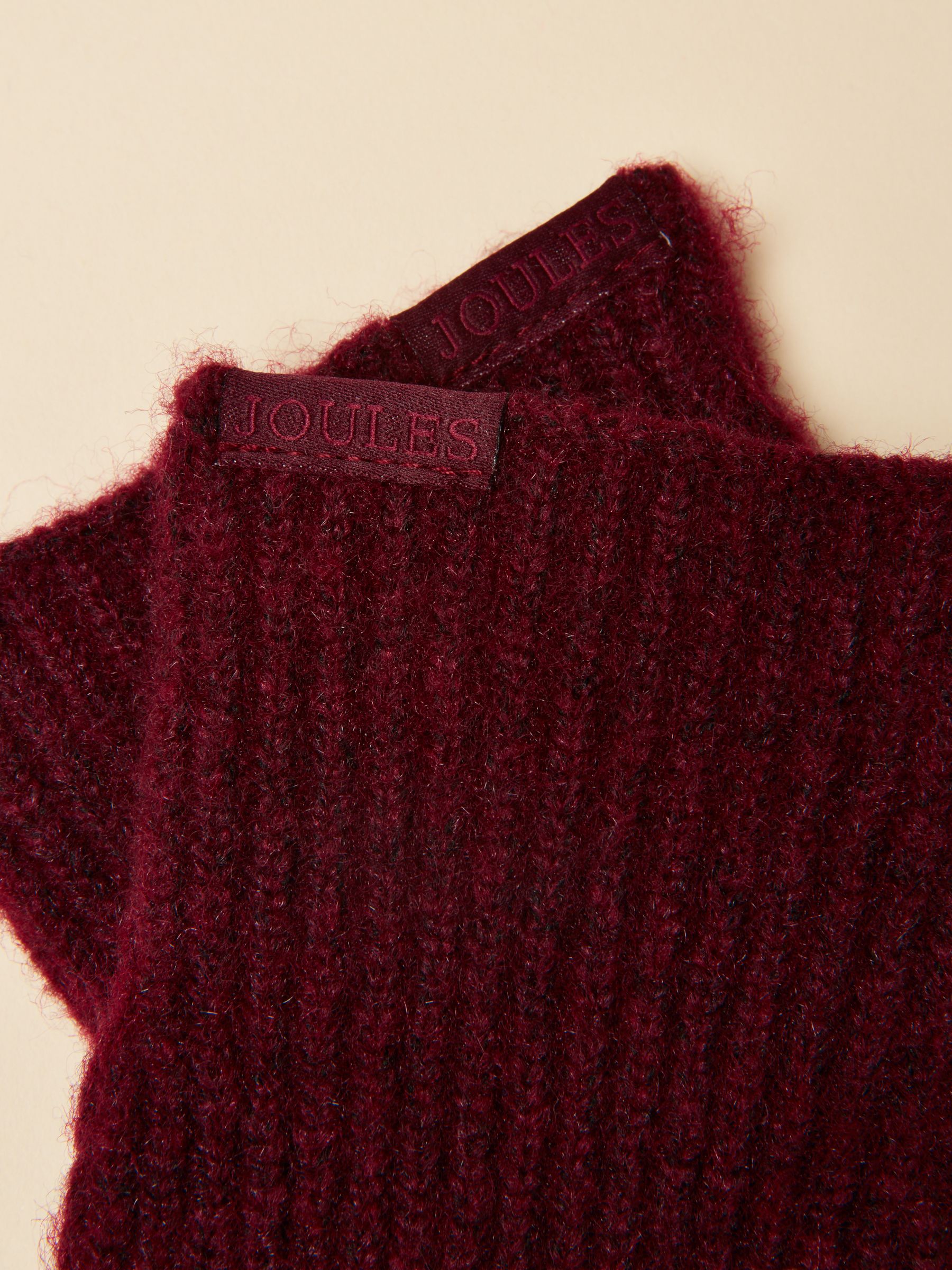 Fine Knit Berry Red Gloves - Image 4 of 4 Fine Knit Berry Red Gloves - Image 4 of 4