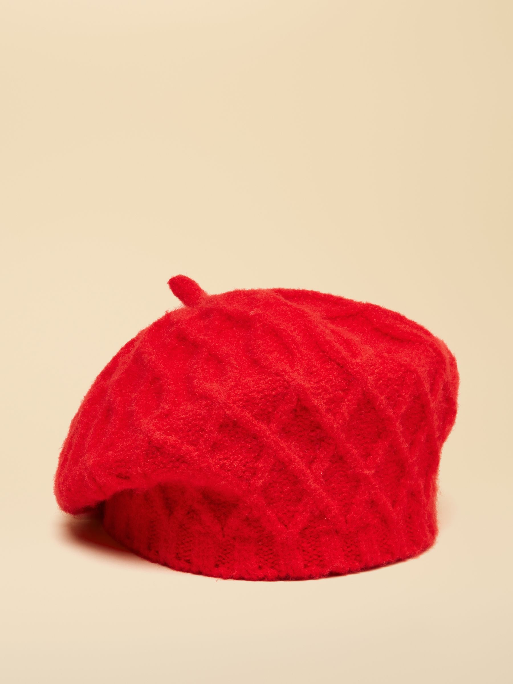 Cable Knit Red Beret - Image 4 of 7