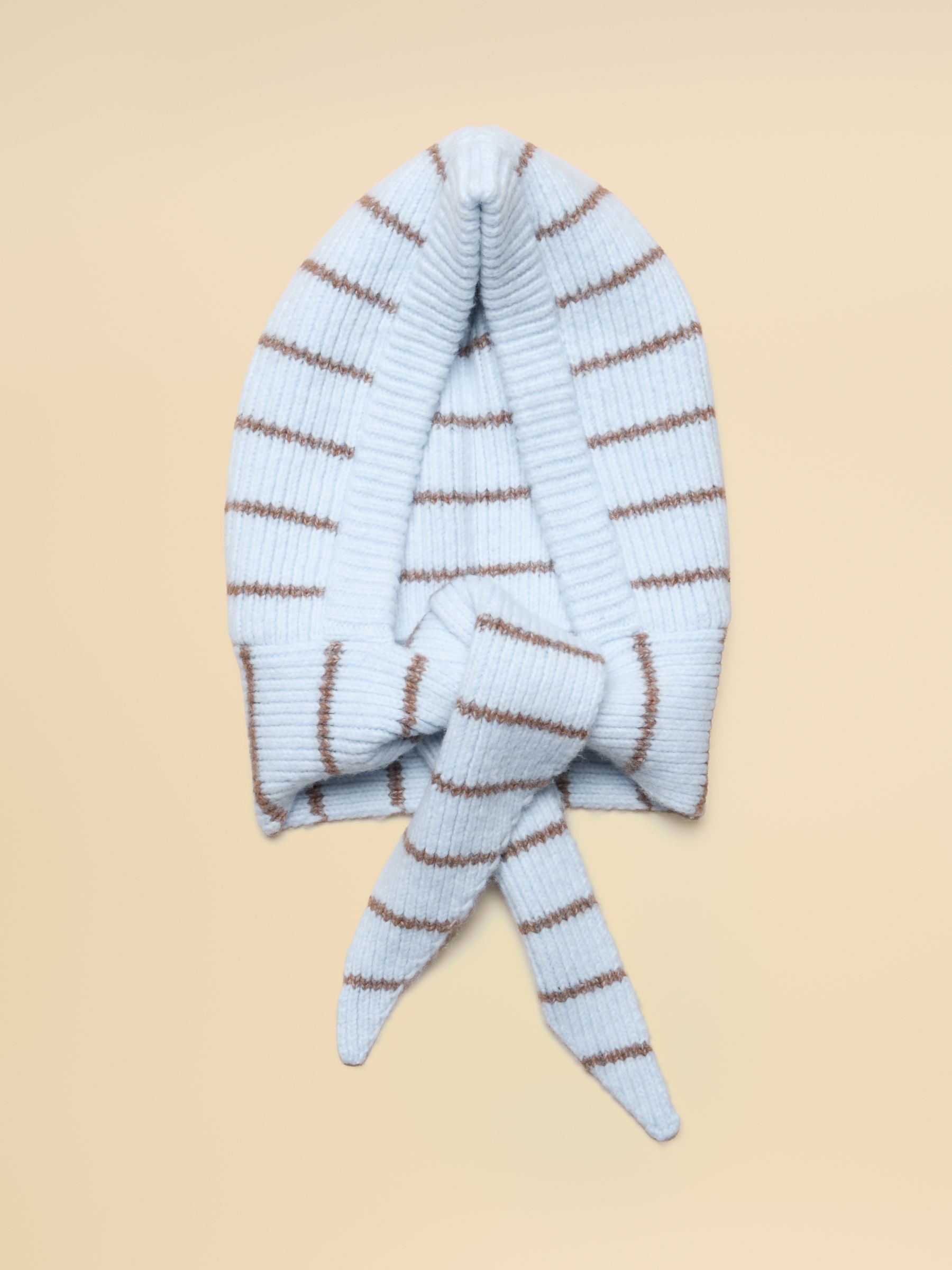 Knitted Blue Stripe Hooded Scarf - Image 2 of 6