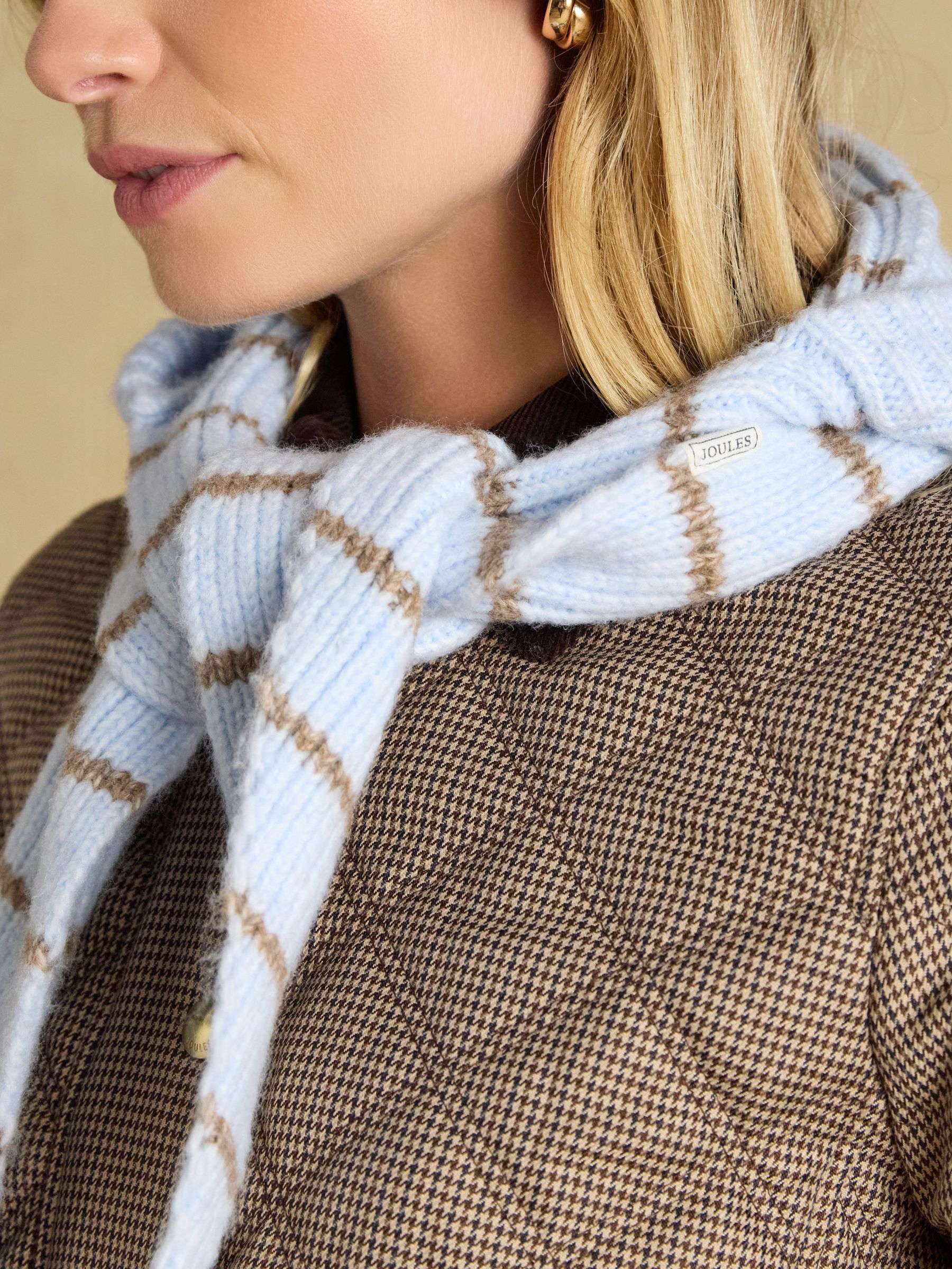 Knitted Blue Stripe Hooded Scarf - Image 4 of 6
