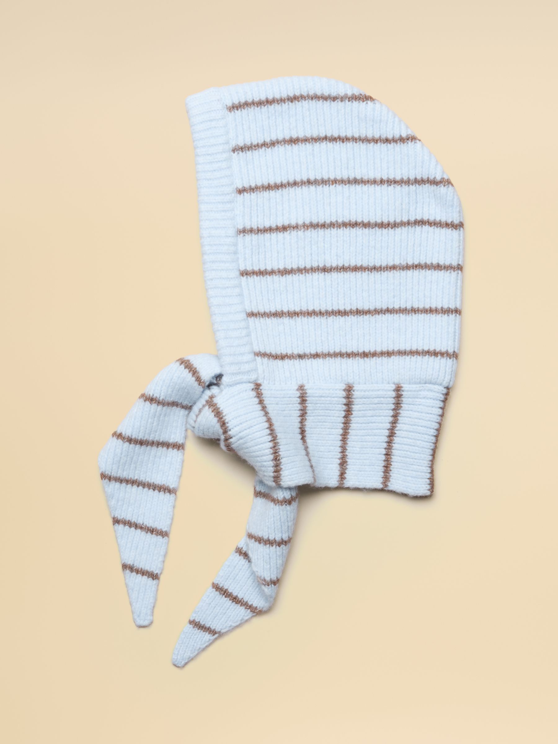 Knitted Blue Stripe Hooded Scarf - Image 5 of 6