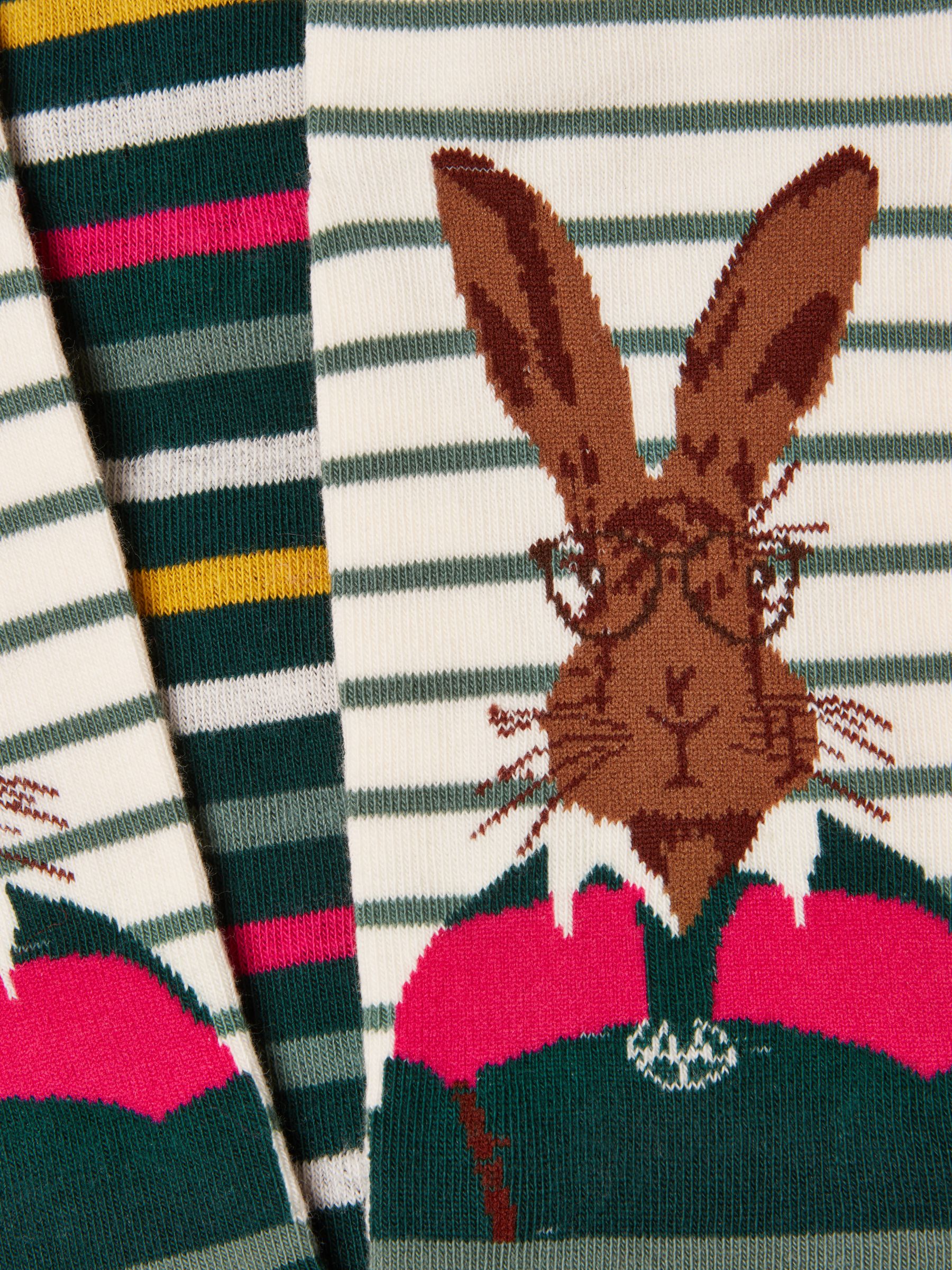 Women's Everyday Pink & Green Hare Cotton Blend Socks 2 Pack (size 4-8) - Image 2 of 3
