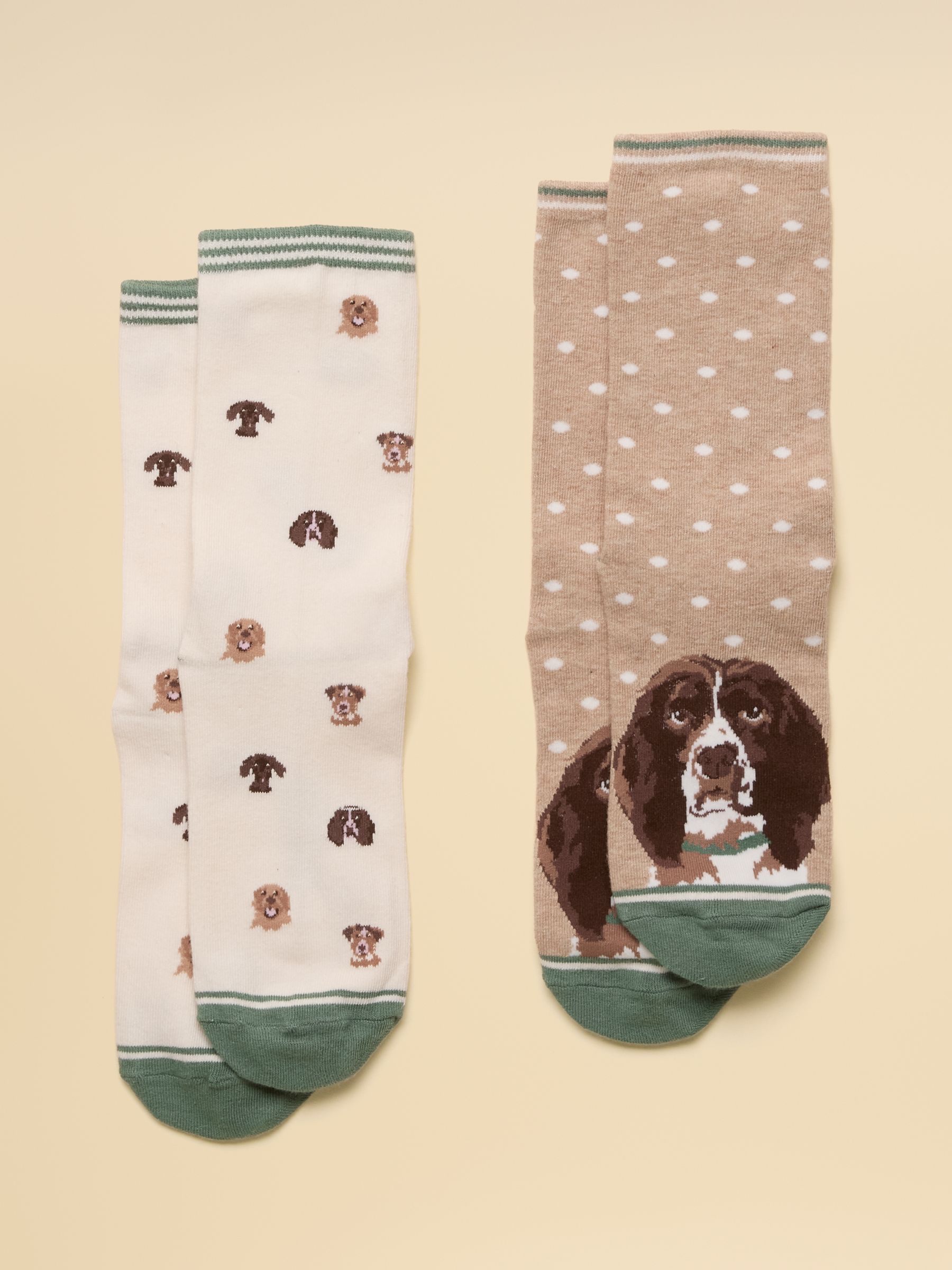 Women's Everyday Neutral Spaniel Cotton Blend Socks 2 Pack (size 4-8) - Image 1 of 3
