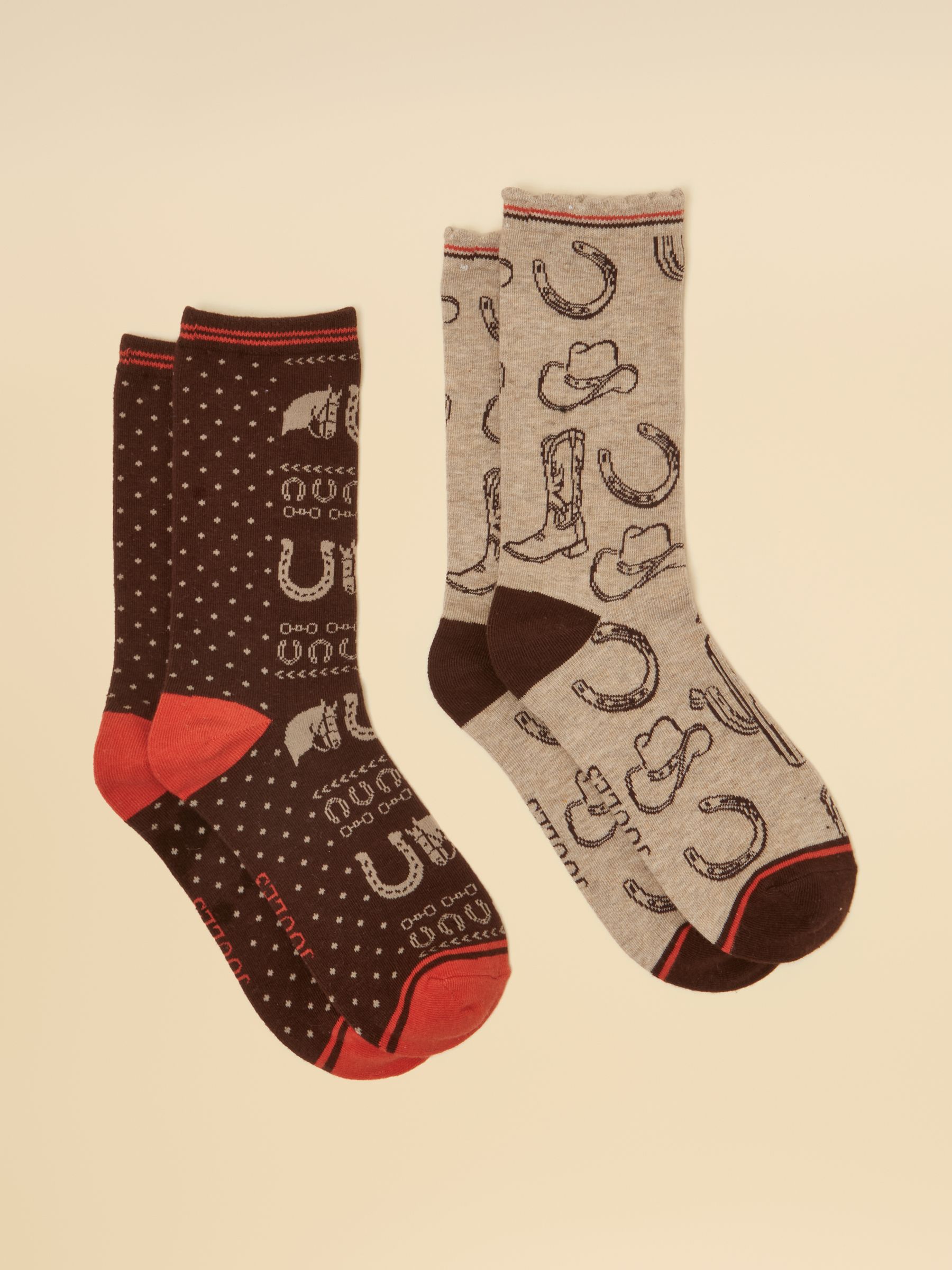 Women's Everyday Brown & Neutral Rodeo Cotton Blend Socks 2 Pack - Image 1 of 3