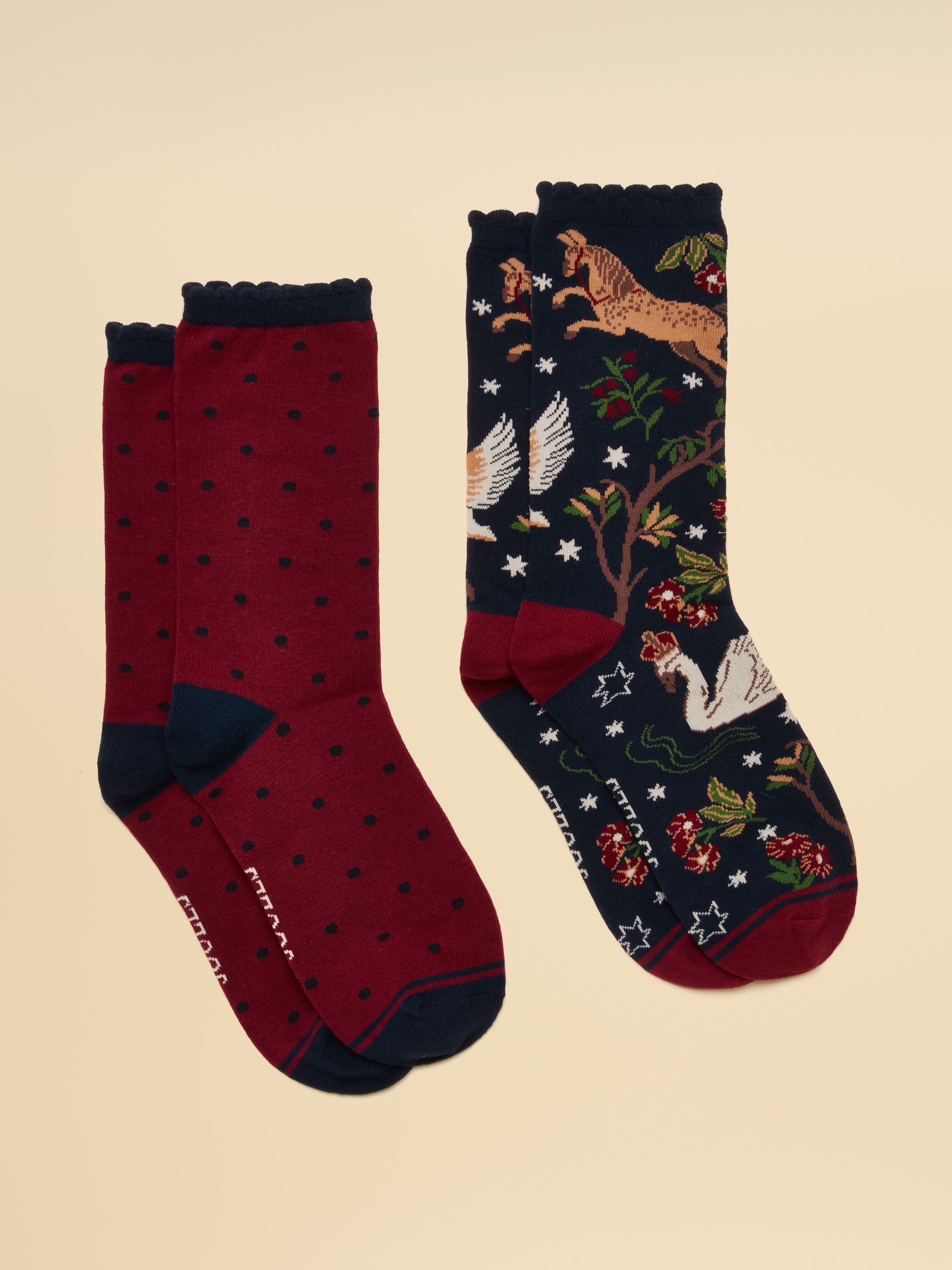 Women's Everyday Navy & PInk Cotton Blend Socks 2 Pack (size 4-8) - Image 1 of 3 Women's Everyday Navy & PInk Cotton Blend Socks 2 Pack (size 4-8) - Image 1 of 3