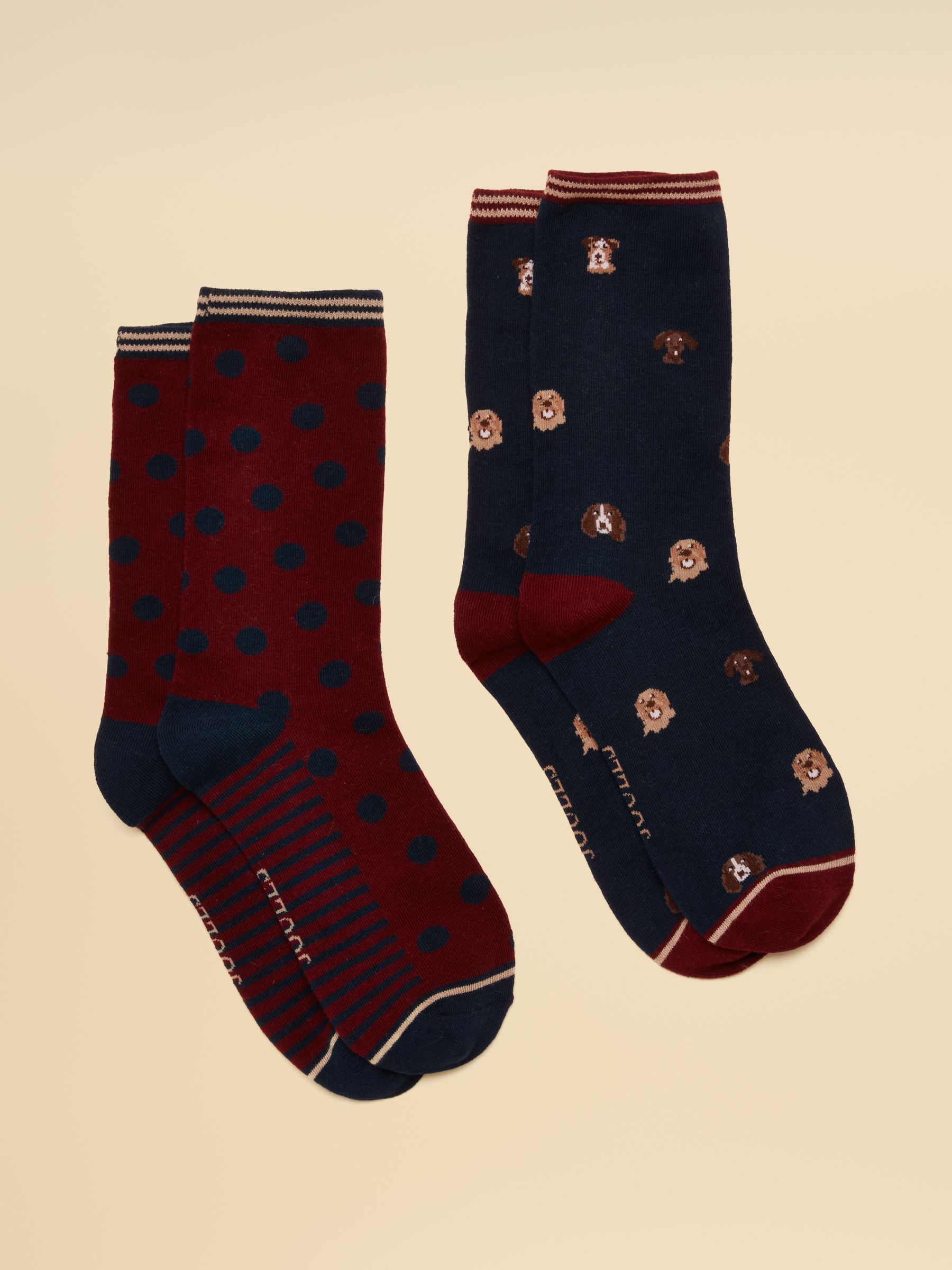 Women's Everyday Navy Mini Dog Cotton Blend Socks 2 Pack (size 4-8) - Image 1 of 3