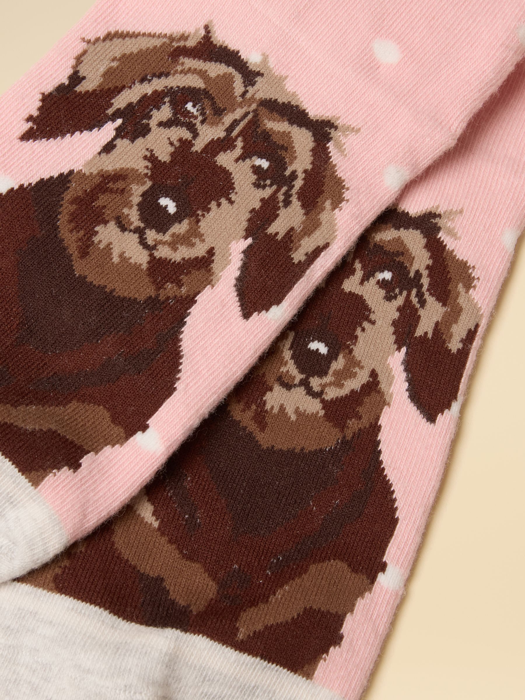 Women's Everyday Pink & Grey Dog Cotton Blend Socks 2 Pack (size 4-8) - Image 2 of 3