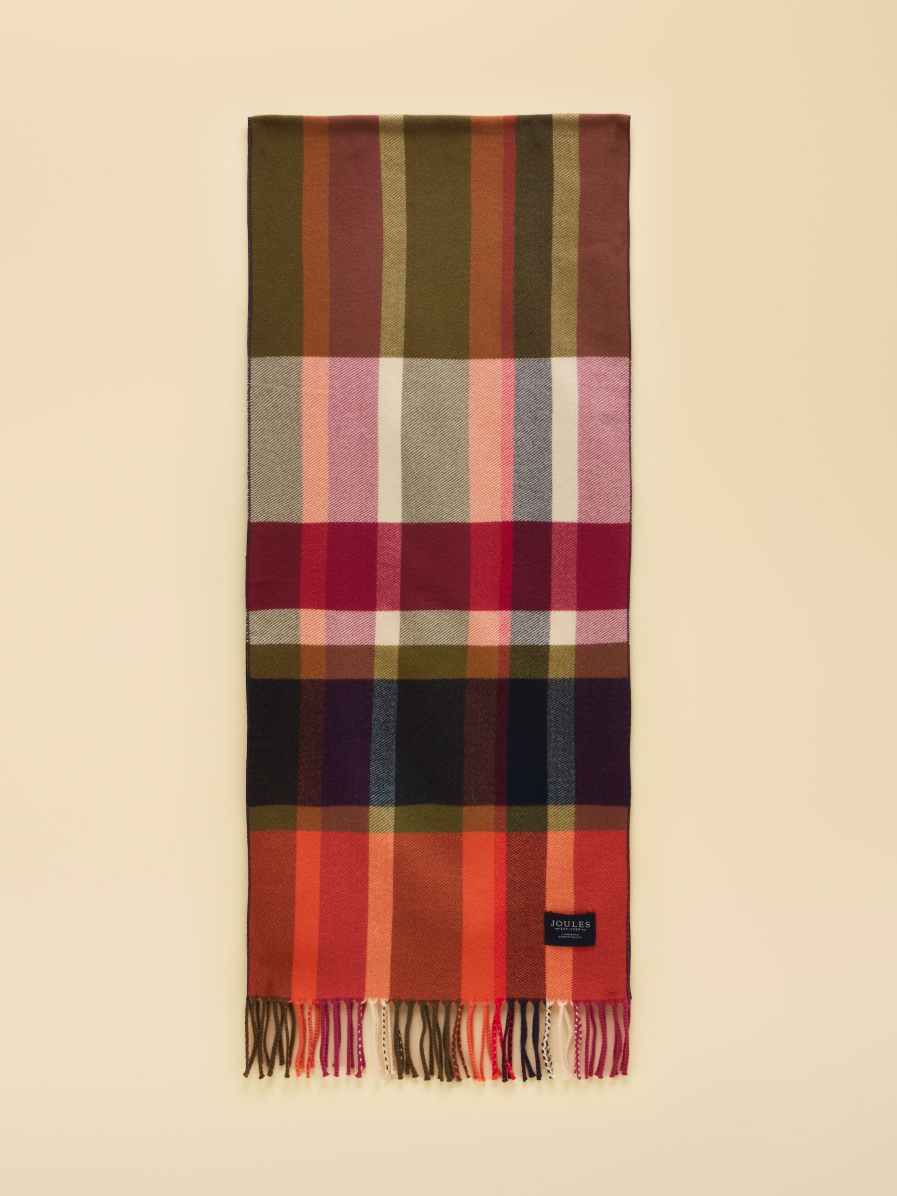 Langtree Khaki & Orange Check Scarf - Image 8 of 9