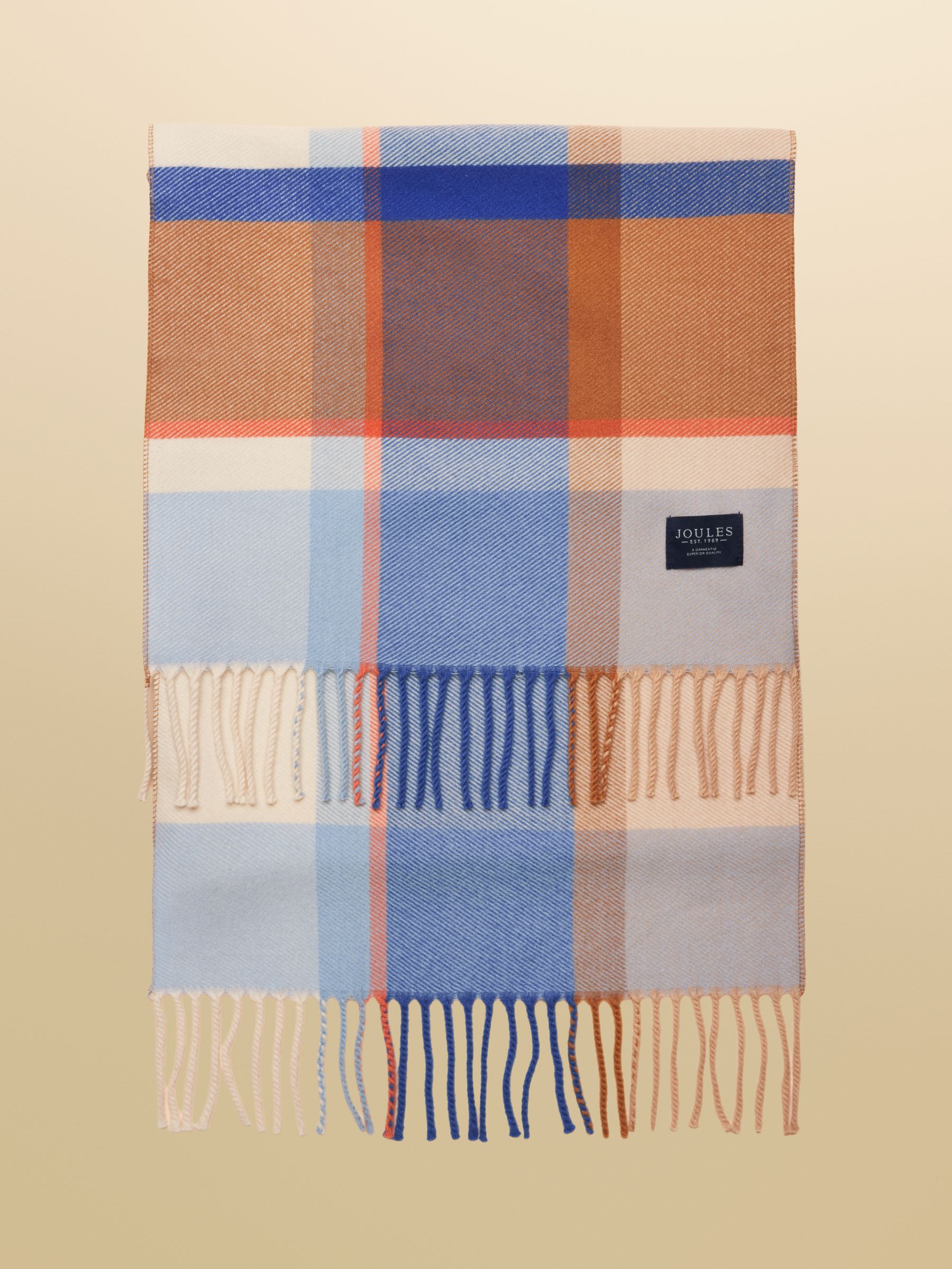Langtree Blue Cream Check Scarf - Image 4 of 5