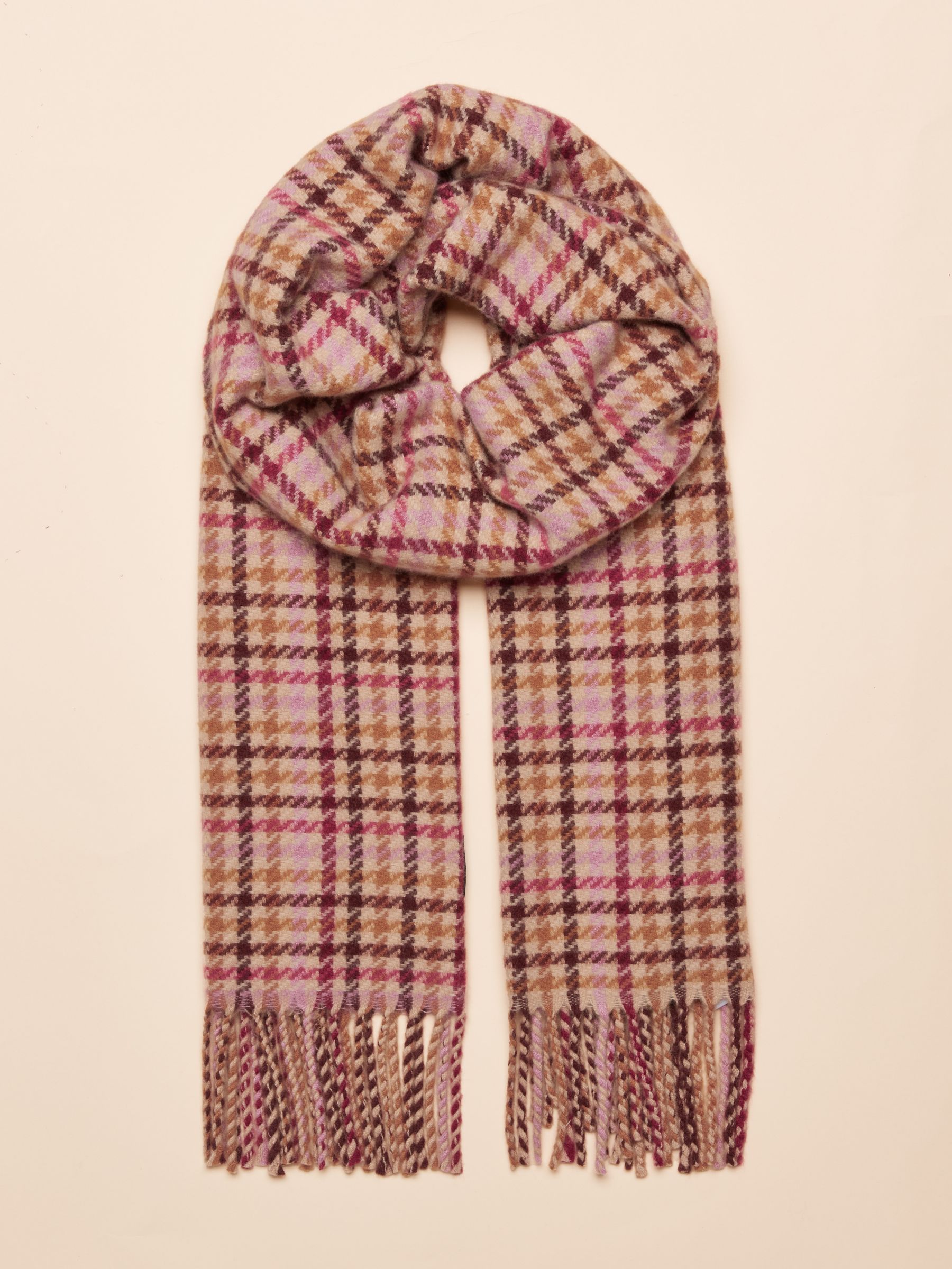 Langtree Berry Houndstooth Scarf - Image 1 of 6 Langtree Berry Houndstooth Scarf - Image 1 of 6