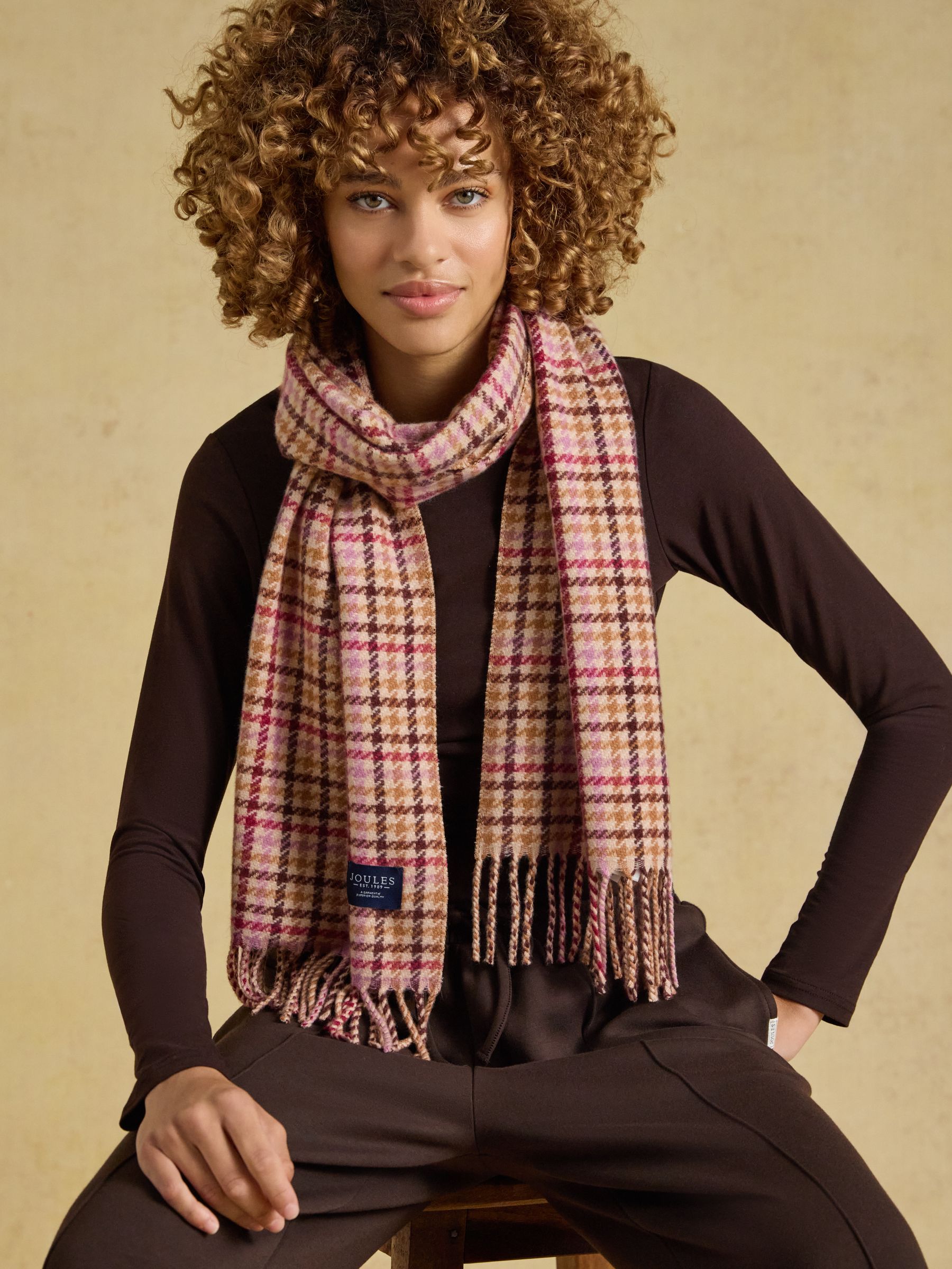 Langtree Berry Houndstooth Scarf - Image 2 of 6