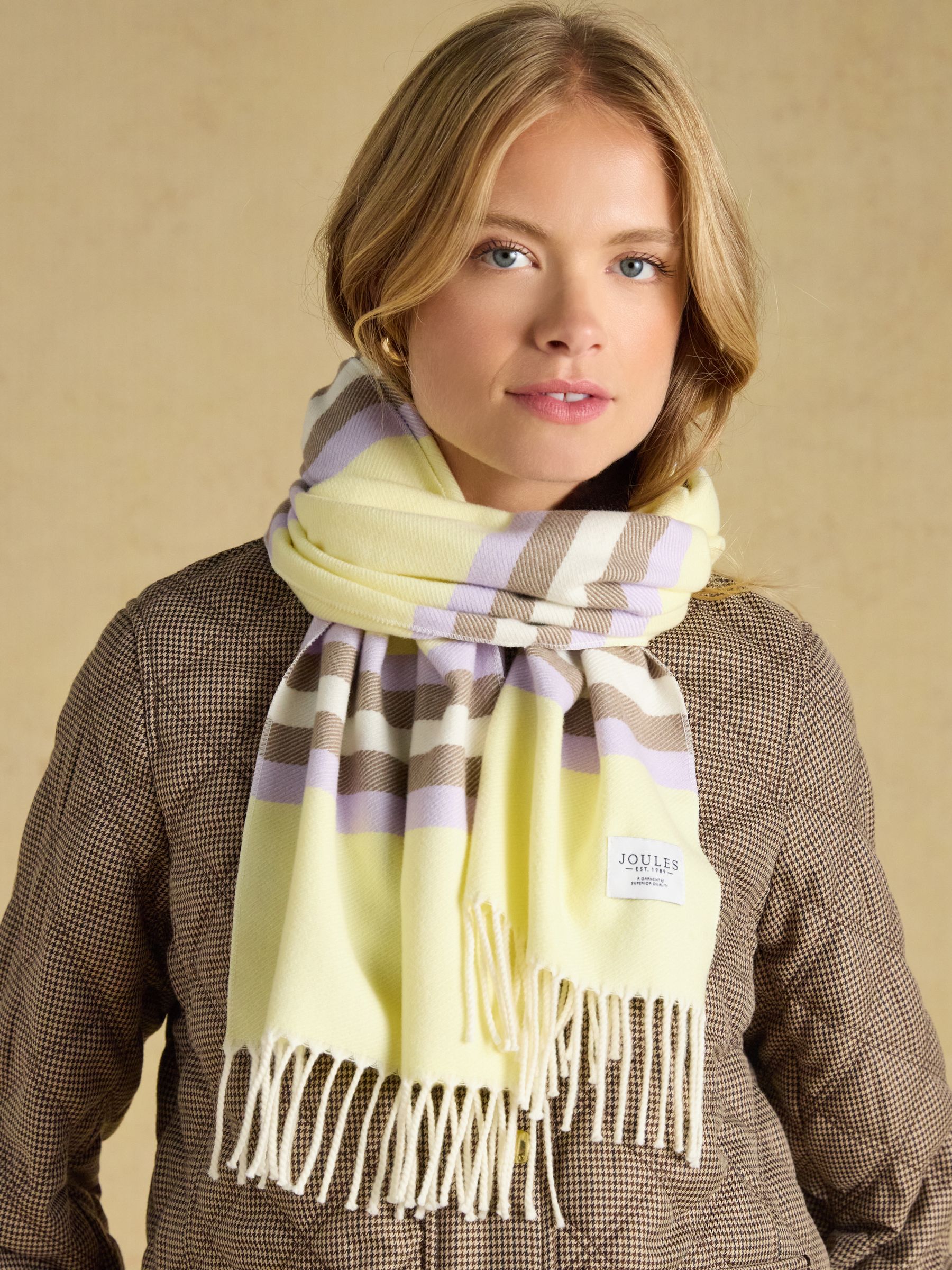 Langtree Yellow & Lilac Stripe Scarf - Image 3 of 6