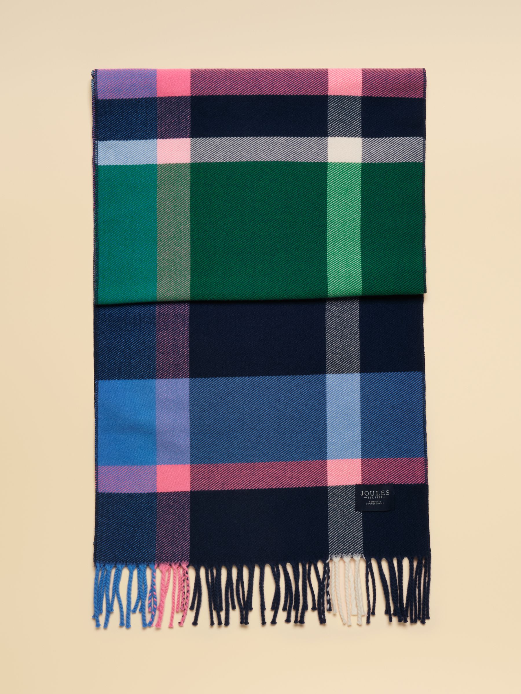 Langtree Navy & Pink Check Scarf - Image 5 of 6