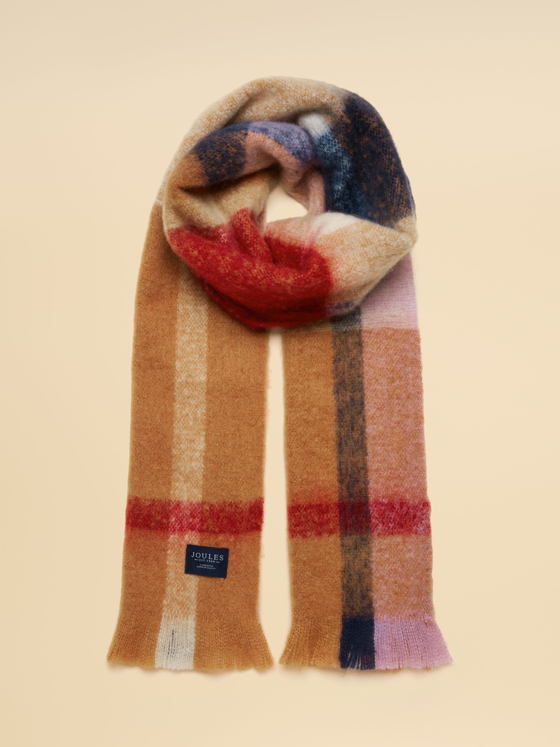 Betsy Tan Brown Check Brushed Scarf - Image 1 of 8