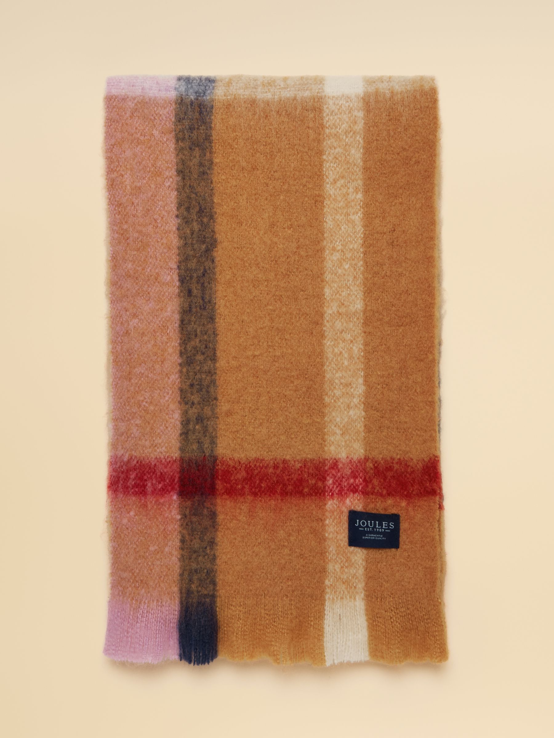 Betsy Tan Brown Check Brushed Scarf - Image 6 of 8