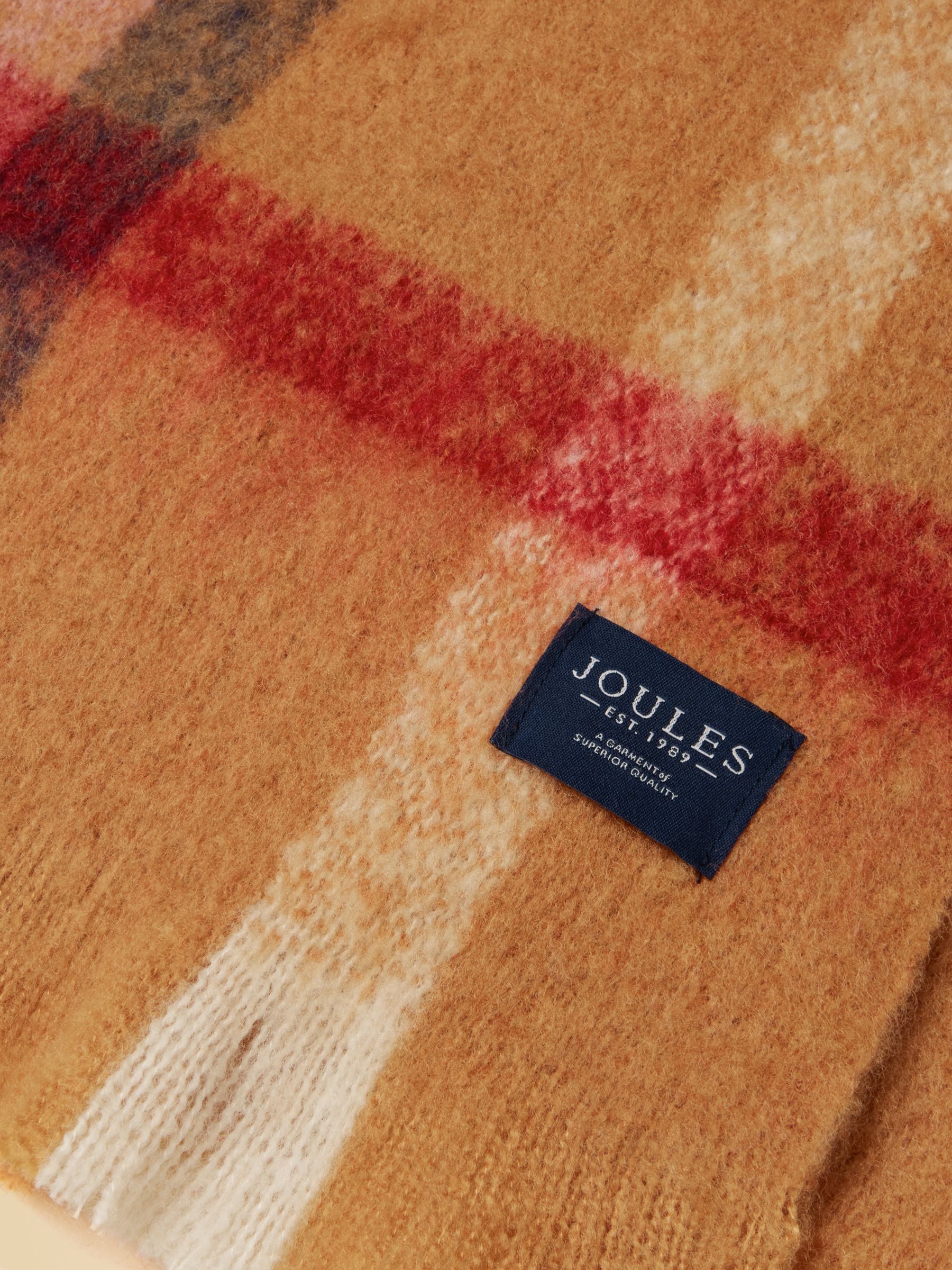 Betsy Tan Brown Check Brushed Scarf - Image 7 of 8